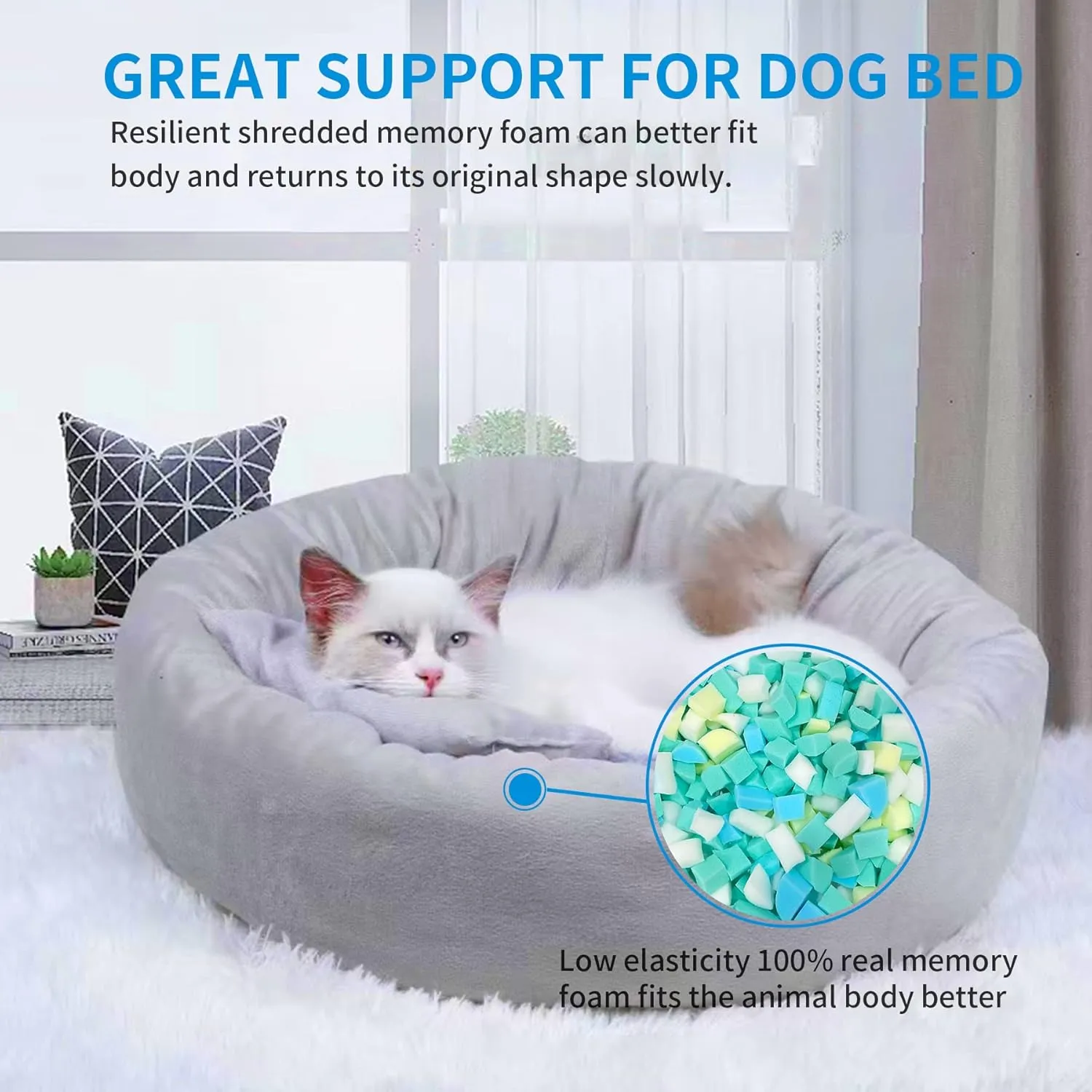 Shredded Memory Foam Filling 10lbs for Bean Bag Filler, Pillow Chair Cushion Arts Crafts Refill, Without Added Gel Particles, Premium Soft and Great for Stuffing, Multi Color and Shape