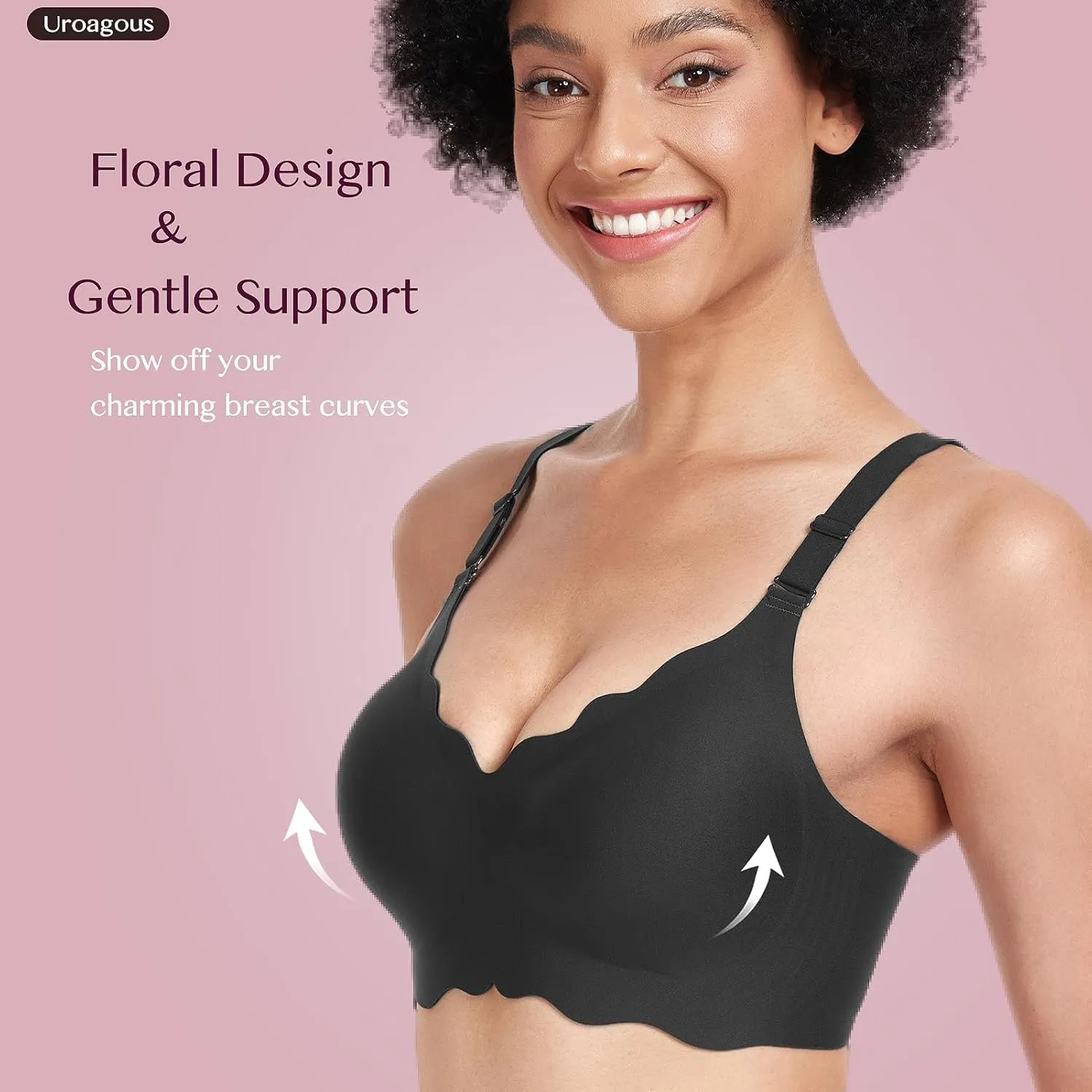 Silky Bras for Women No Underwire Floral Design Bralettes for Women Wireless T Shirt Bra Ultra Soft with Extender