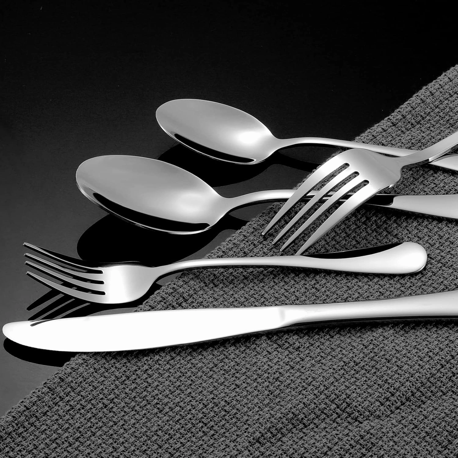 Silverware Set, 40 Piece Stainless Steel Cutlery Sets for 8, Heavy Duty Flatware, Mirror Polished Forks Spoons and Knives Set, Reusable Utensils for Home Kitchen, Dishwasher Safe
