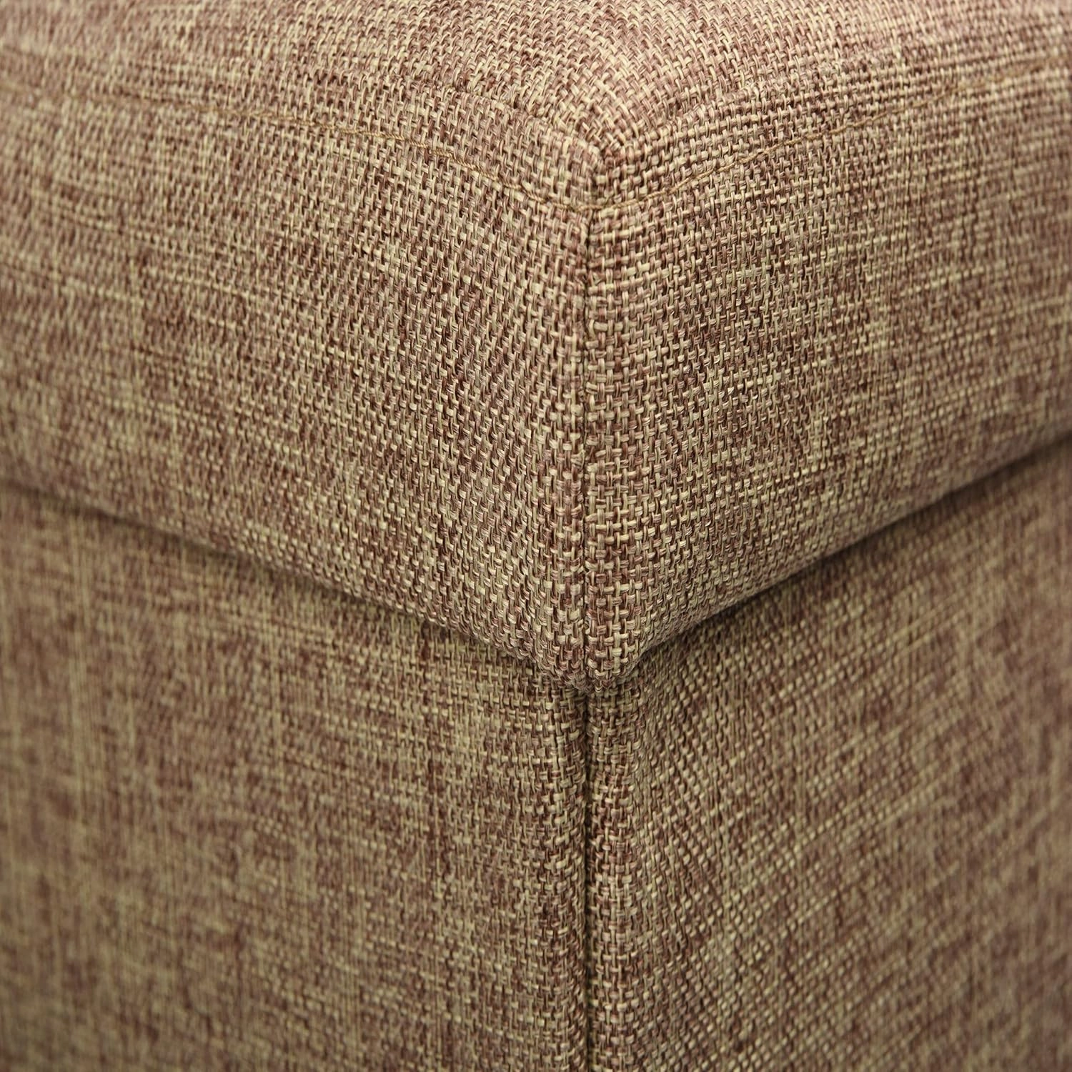 Simplify Faux Linen Folding Storage Ottoman | Single | Collapsible | Tufted Padded Seating | Foot Rest | Bench | Natural