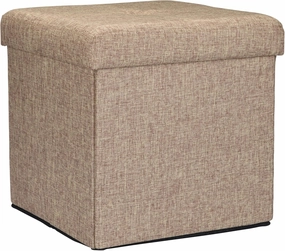 Simplify Faux Linen Folding Storage Ottoman | Single | Collapsible | Tufted Padded Seating | Foot Rest | Bench | Natural
