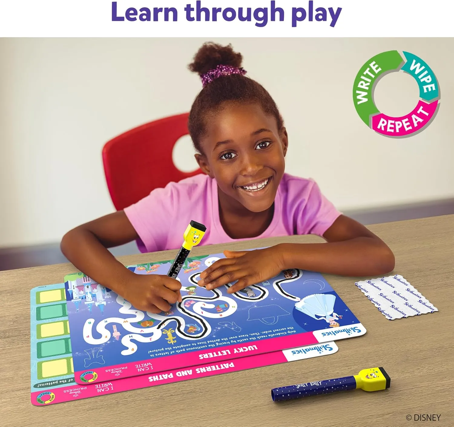 Skillmatics I Can Write Disney Princess - Reusable Preschool Learning Activities, Educational Toy and Game, Back to School Supplies, Gifts for Students, Kids, Toddlers Ages 3, 4, 5, 6