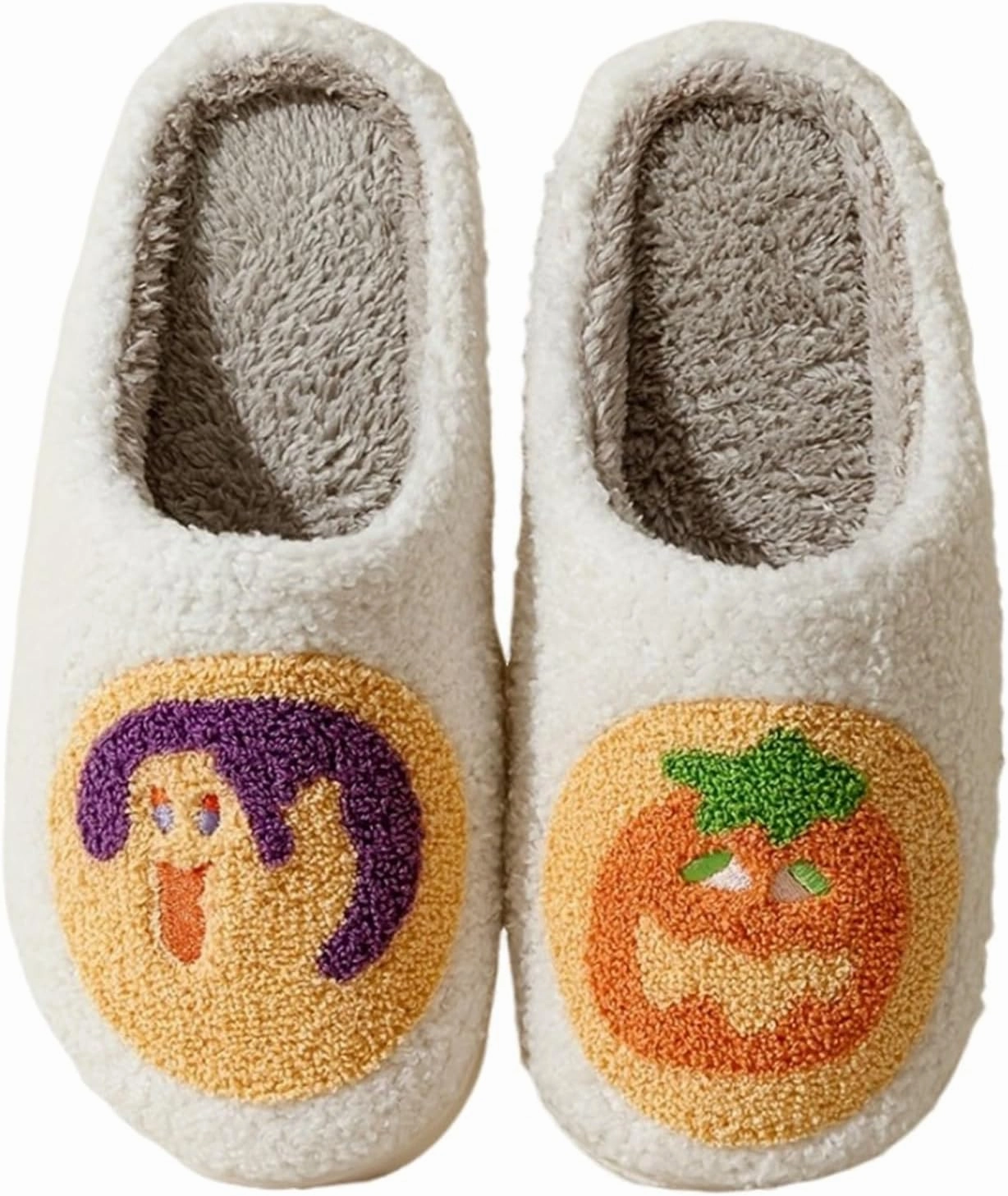 Slippers for Womens Mens Cut Retro Plush Soft Memory Foam House Shoes
