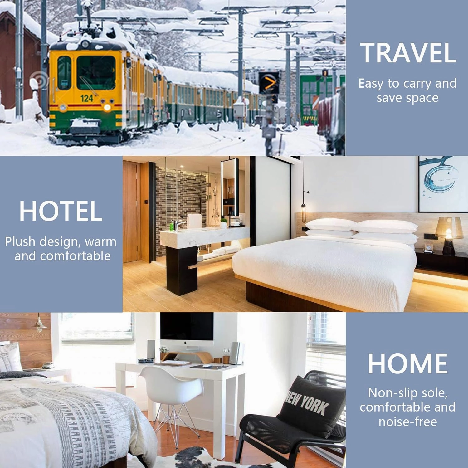 Slippers Soft Non-Slip Indoor House Slippers Home Shoes For Bedroom Hotel Travel Spa