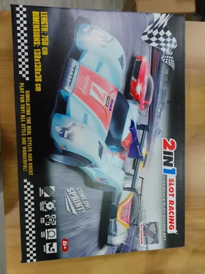 Slot Car Race Track Sets with 4 Slot Cars,2 in 1 Electric Race Car Track,Dual Racing Game Lap Counter Circular Overpass Track,Battery or Electric Car Track,Gifts Toys for Boys Kids Age 6 7 8-12