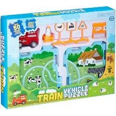 Slot together train set vehicle puzzle