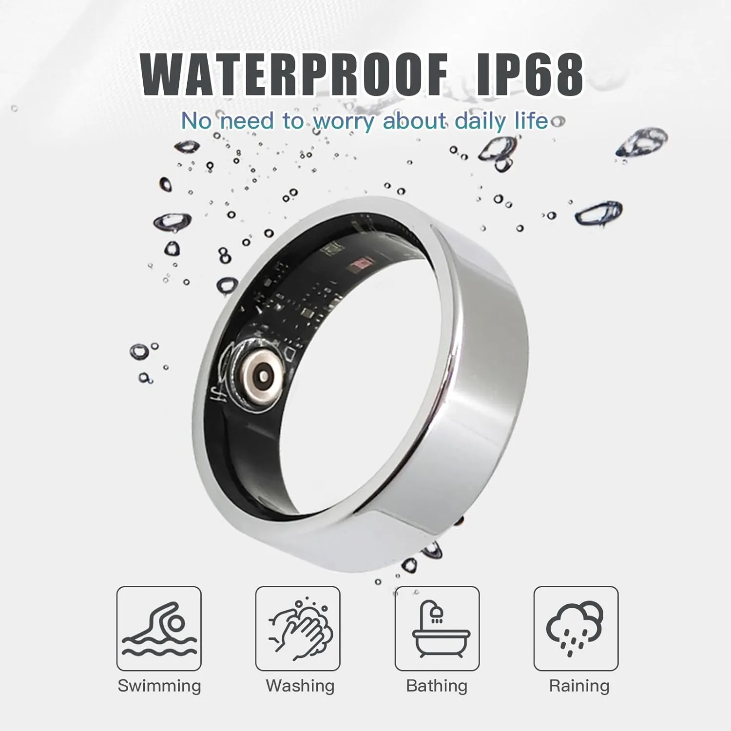 Smart Ring Health Tracker for Women Men, Sleep Tracker with Heart Rate and Blood Oxygen, Fitness Ring for Activity Monitoring, 15 Days Battery, No Subscription, Titanium Alloy(Rose Gold, #12)