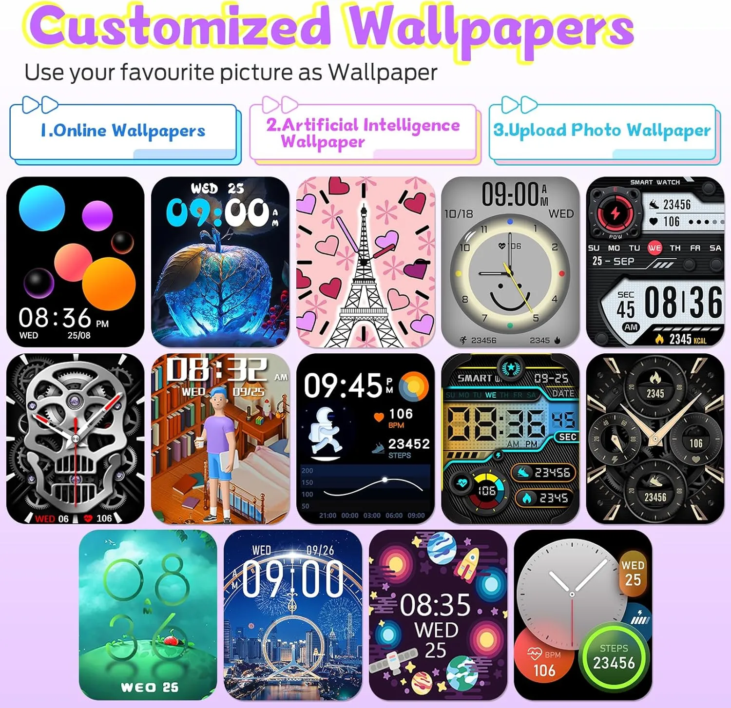 Smart Watch for Kids, Fitness Tracker with Pedometer, 100  Sport Modes, Heart Rate, Sleep Monitor, Spo2, Calorie Step Counter, Fitness Watch 1.75"HD, Birthday Gifts for Girls Boys Teens 5-16 Purple