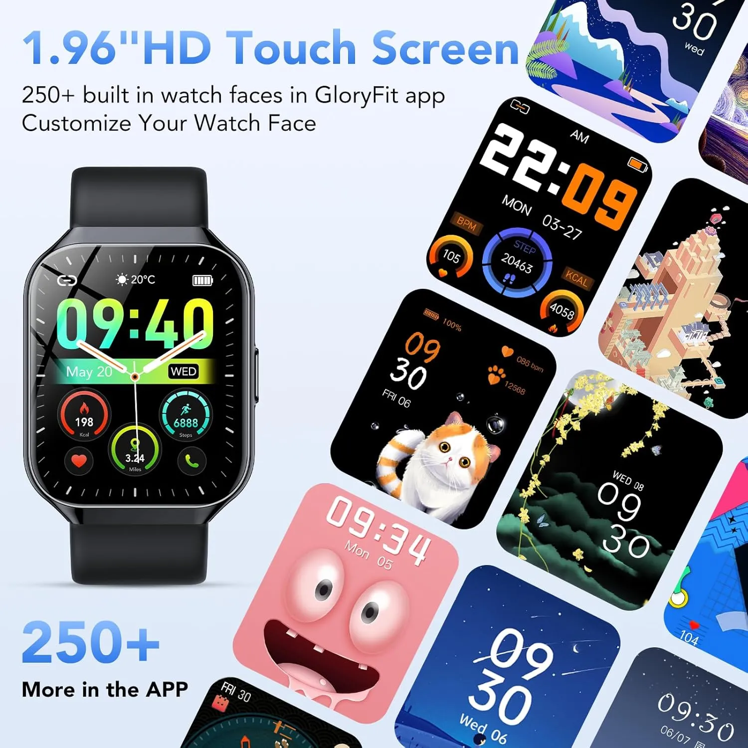 Smart Watch for Men Women, 1.96" Smartwatch (Answer/Make Call), IP68 Waterproof Fitness Tracker, 112  Sport Modes Smartwatches for Android iOS, Black​