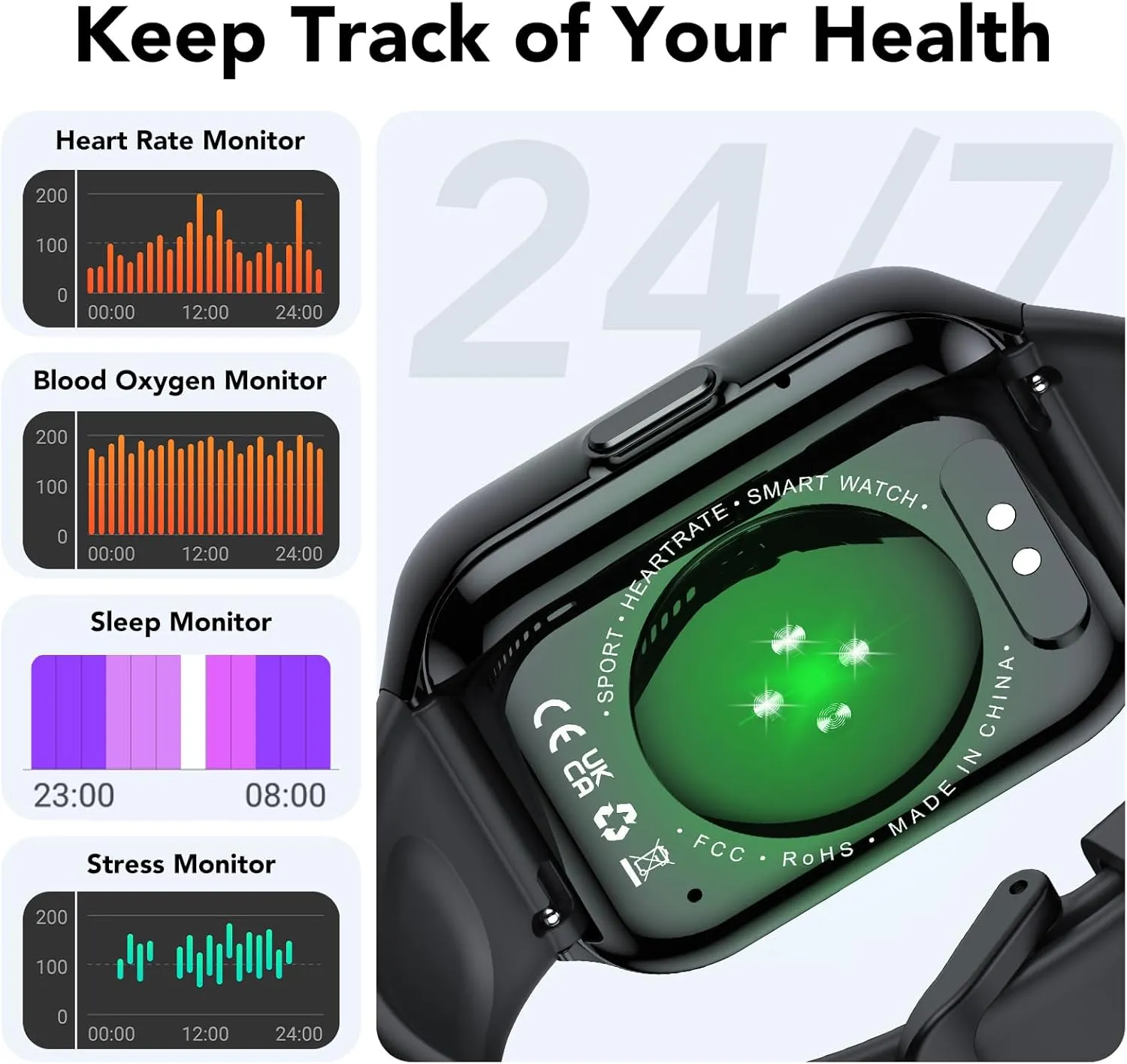 Smart Watch for Men Women, 1.96" Smartwatch (Answer/Make Call), IP68 Waterproof Fitness Tracker, 112  Sport Modes Smartwatches for Android iOS, Black​