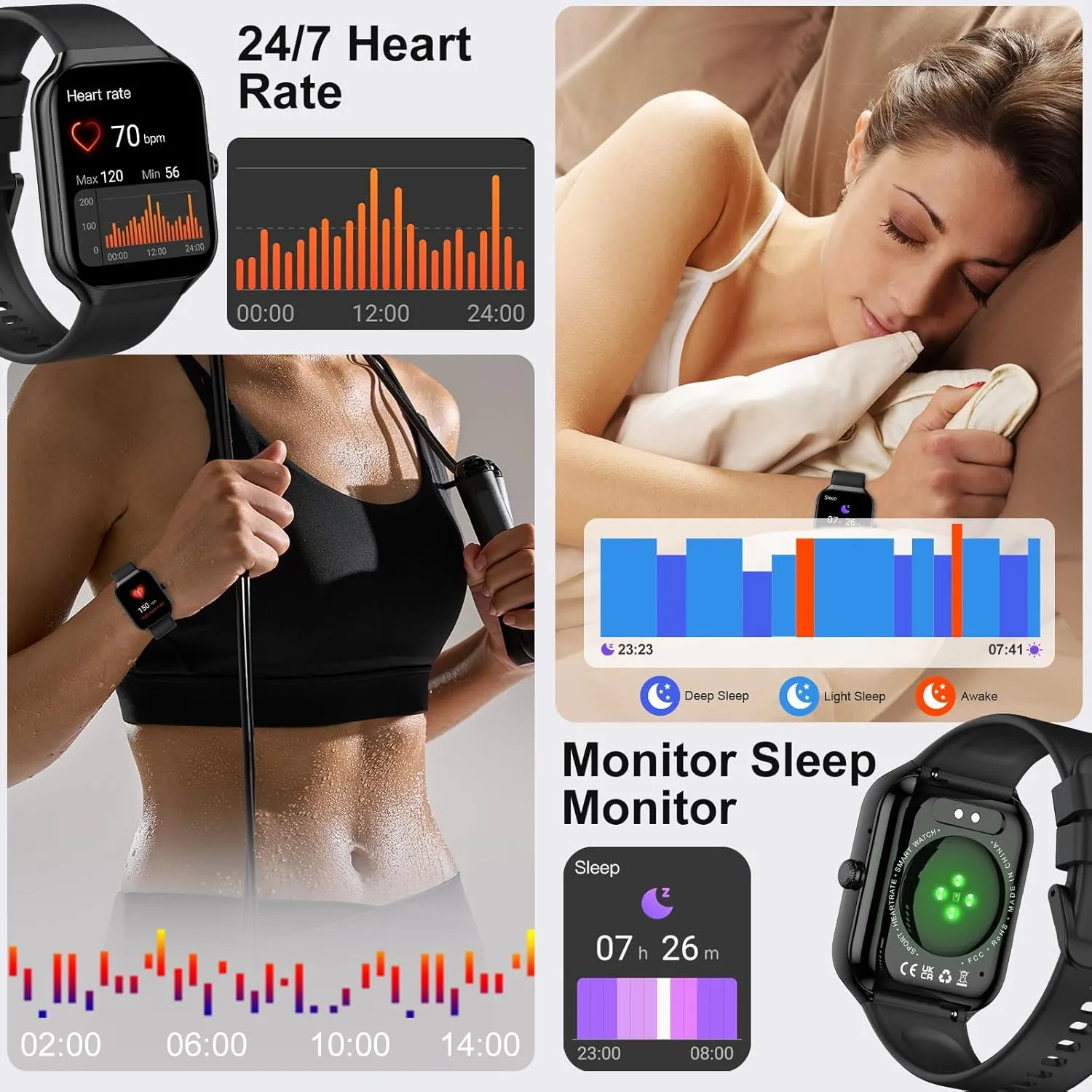 Smart Watch for Men Women, 1.96"HD Smartwatch (Answer/Make Call) with Heart Rate/Sleep Monitor/Spo2/Pedometer, 2025 New Fitness Watch 113  Sport Modes, IP68 Waterproof Activity Tracker for Android iOS