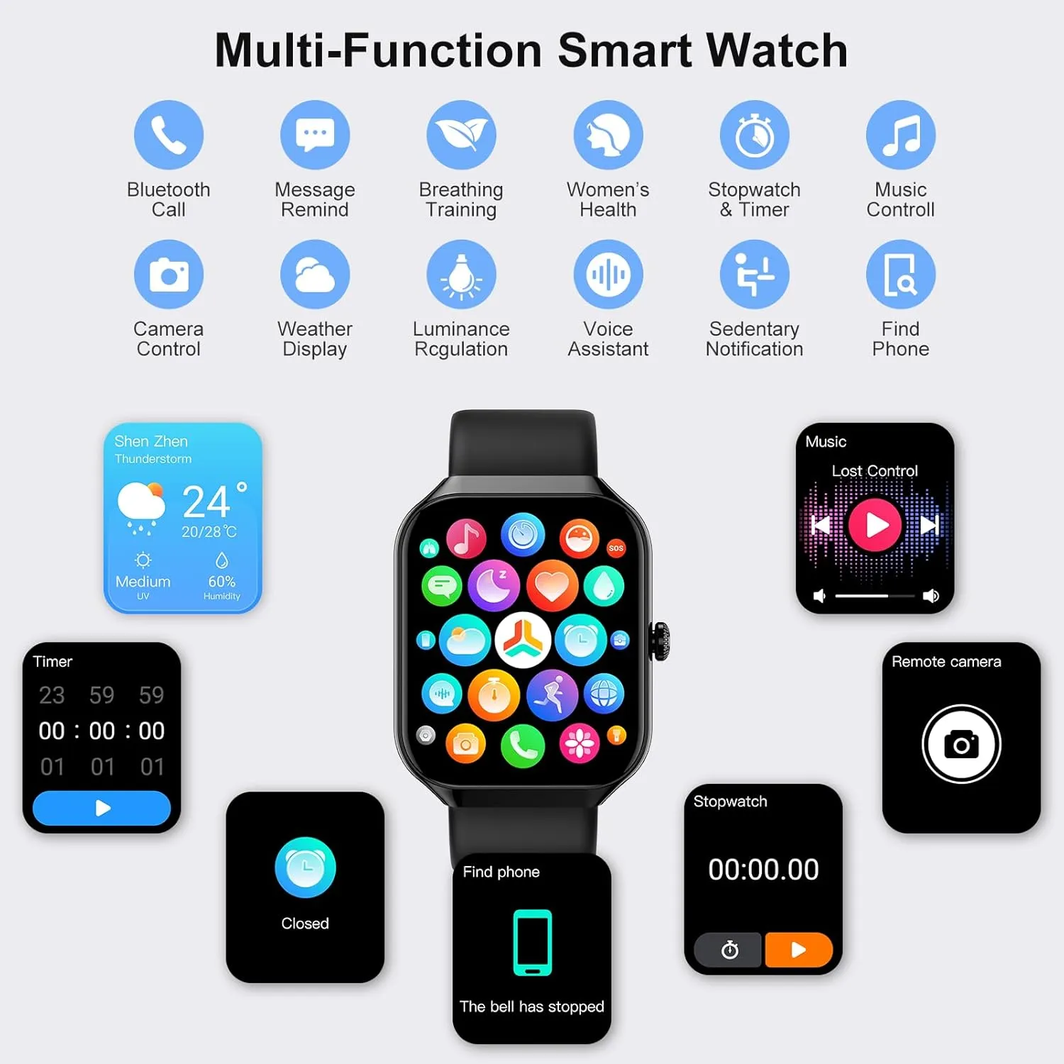 Smart Watch for Men Women, 1.96"HD Smartwatch (Answer/Make Call) with Heart Rate/Sleep Monitor/Spo2/Pedometer, 2025 New Fitness Watch 113  Sport Modes, IP68 Waterproof Activity Tracker for Android iOS