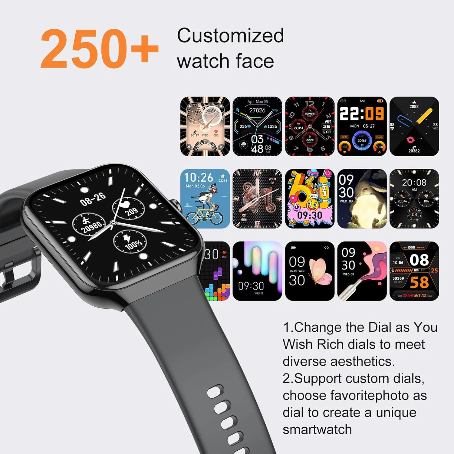 Smart Watch for Men Women, 1.96"HD Smartwatch (Answer/Make Call) with Heart Rate/Sleep Monitor/Spo2/Pedometer, 2025 New Fitness Watch 113  Sport Modes, IP68 Waterproof Activity Tracker for Android iOS