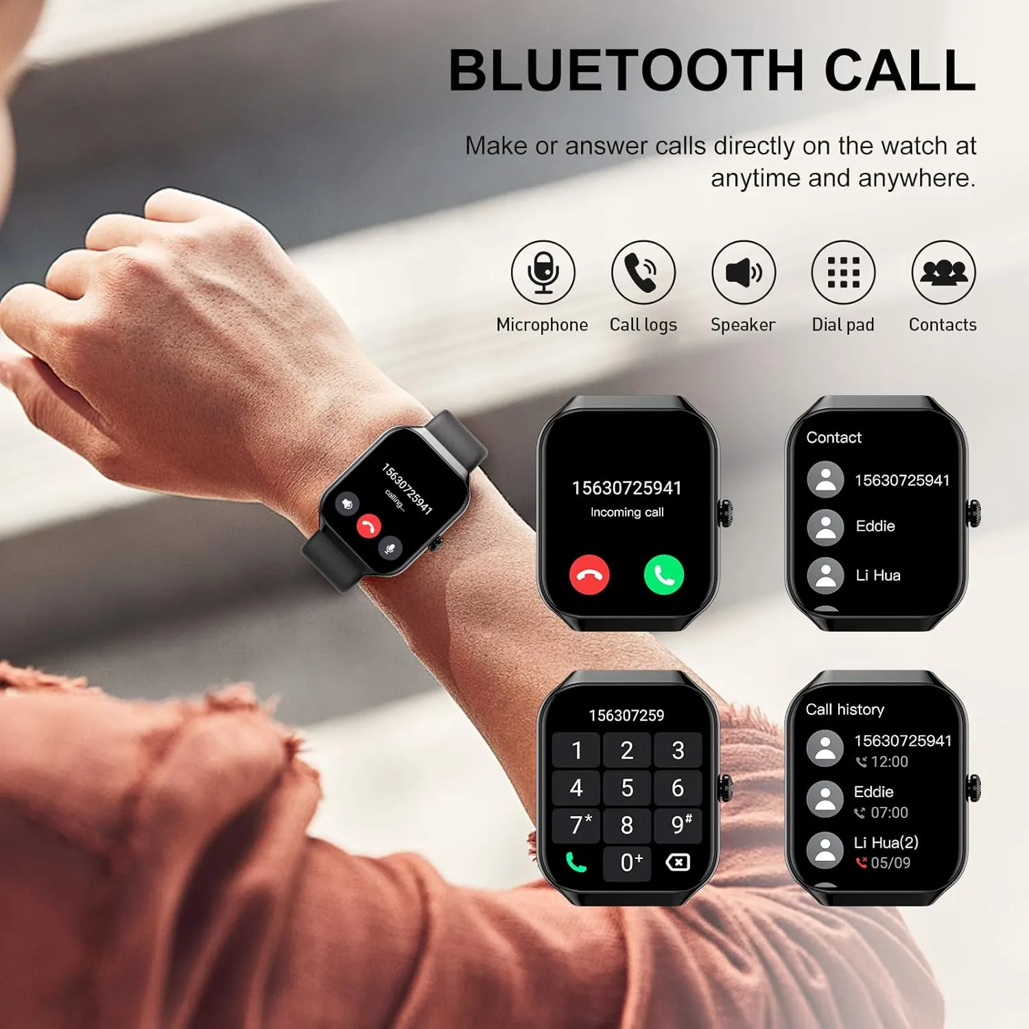 Smart Watch for Men Women, 1.96"HD Smartwatch (Answer/Make Call) with Heart Rate/Sleep Monitor/Spo2/Pedometer, 2025 New Fitness Watch 113  Sport Modes, IP68 Waterproof Activity Tracker for Android iOS