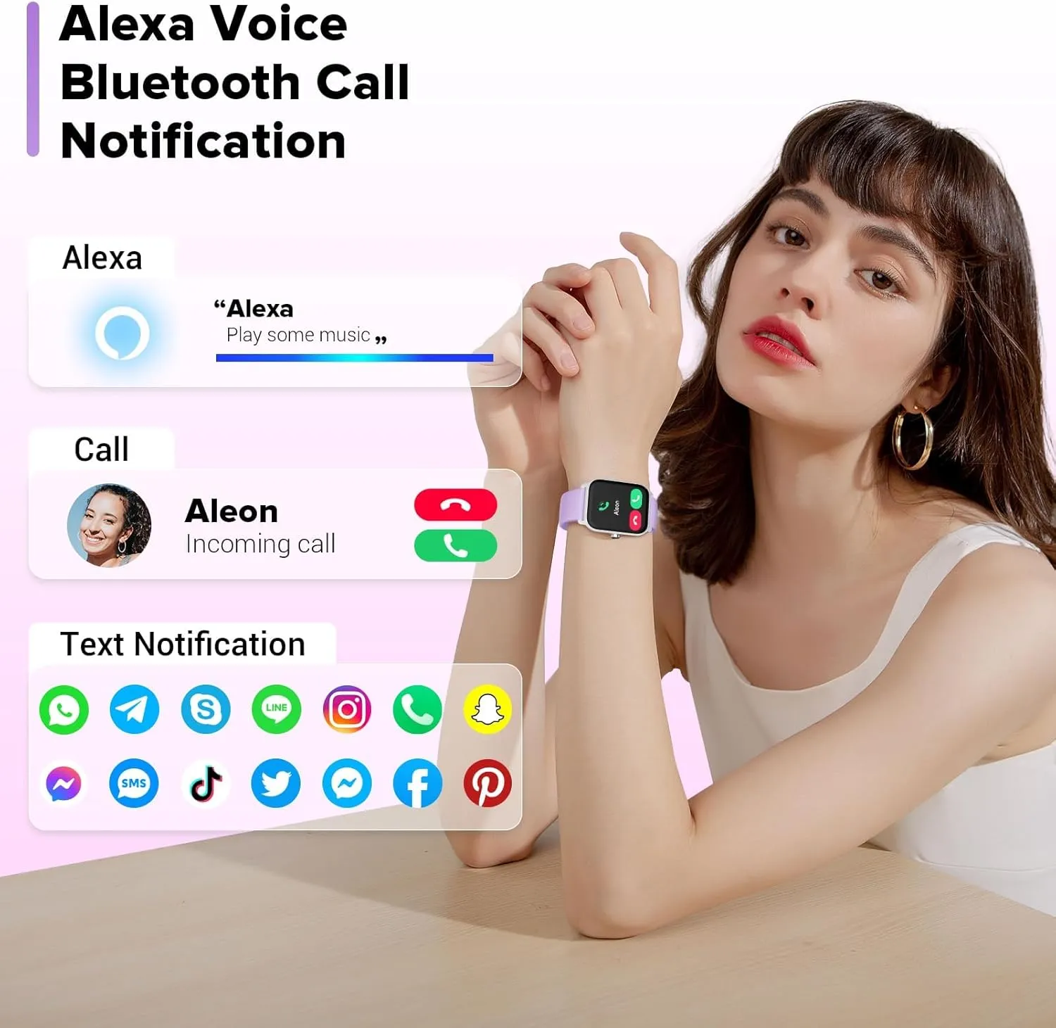 Smart Watch for Women Men, Smartwatch 1.8'' Alexa Fitness Tracker IP68 Waterproof Smart Watches for Women Compatible for Android & iOS with Bluetooth Calls, IP68 Heart Rate/Sleep/SpO2 Monitor, 110 