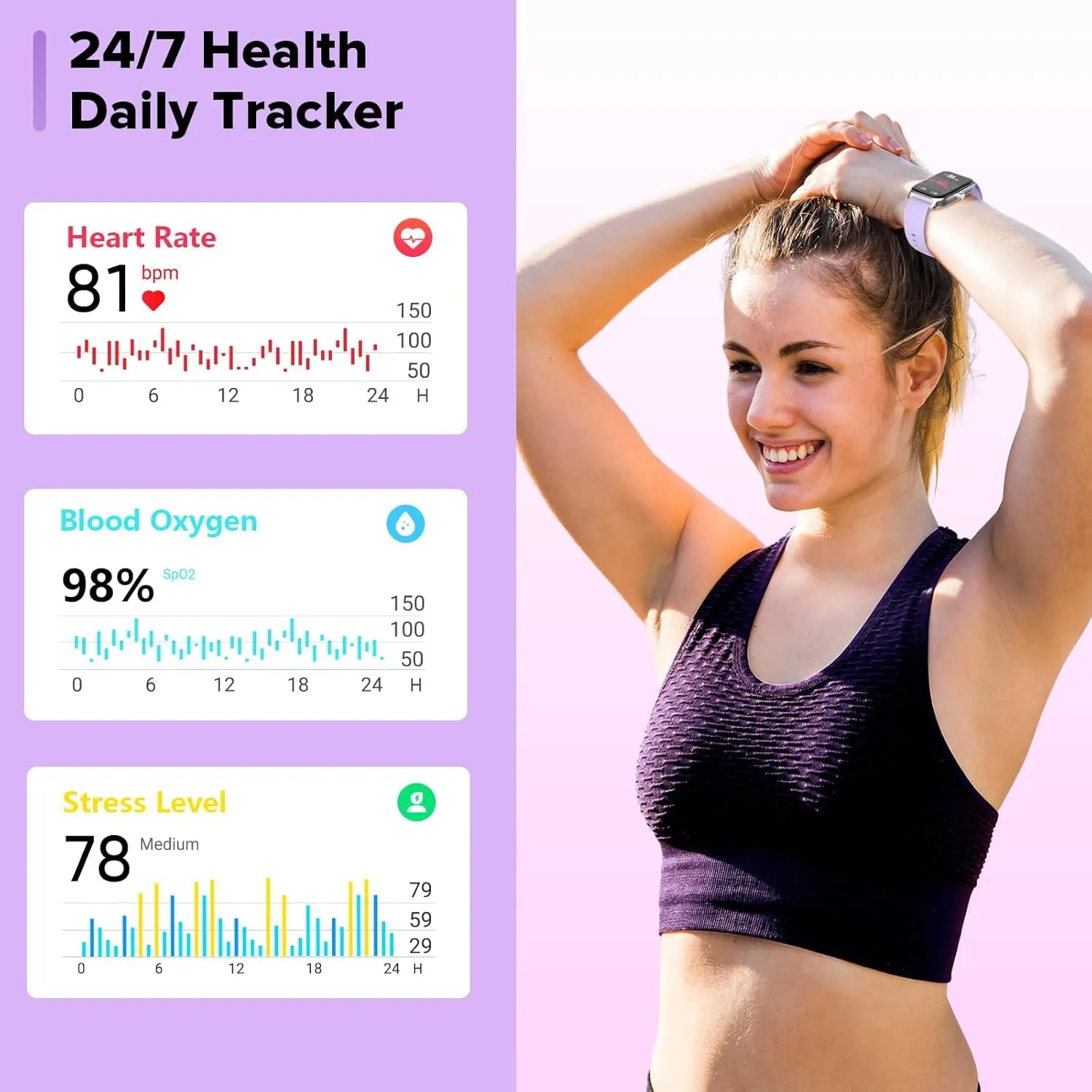 Smart Watch for Women Men, Smartwatch 1.8'' Alexa Fitness Tracker IP68 Waterproof Smart Watches for Women Compatible for Android & iOS with Bluetooth Calls, IP68 Heart Rate/Sleep/SpO2 Monitor, 110 