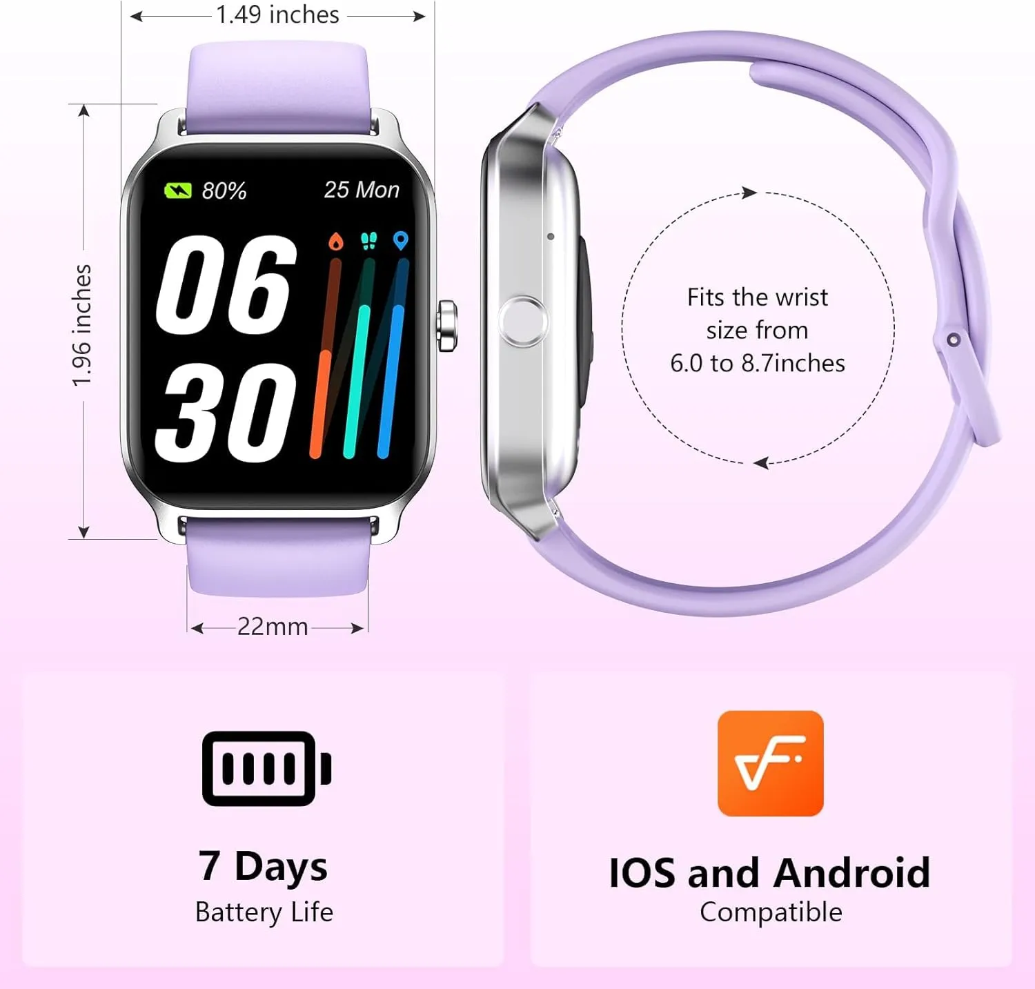 Smart Watch for Women Men, Smartwatch 1.8'' Alexa Fitness Tracker IP68 Waterproof Smart Watches for Women Compatible for Android & iOS with Bluetooth Calls, IP68 Heart Rate/Sleep/SpO2 Monitor, 110 