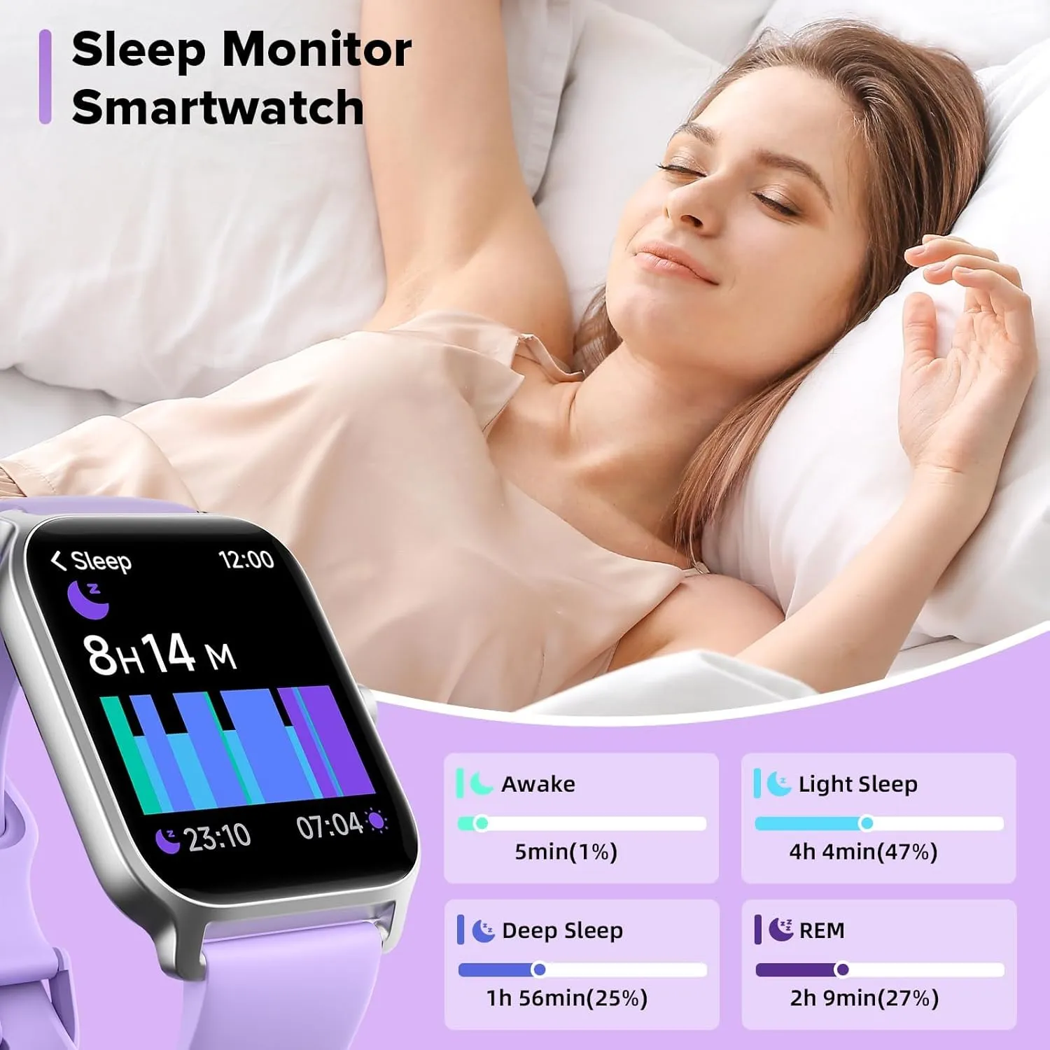 Smart Watch for Women Men, Smartwatch 1.8'' Alexa Fitness Tracker IP68 Waterproof Smart Watches for Women Compatible for Android & iOS with Bluetooth Calls, IP68 Heart Rate/Sleep/SpO2 Monitor, 110 