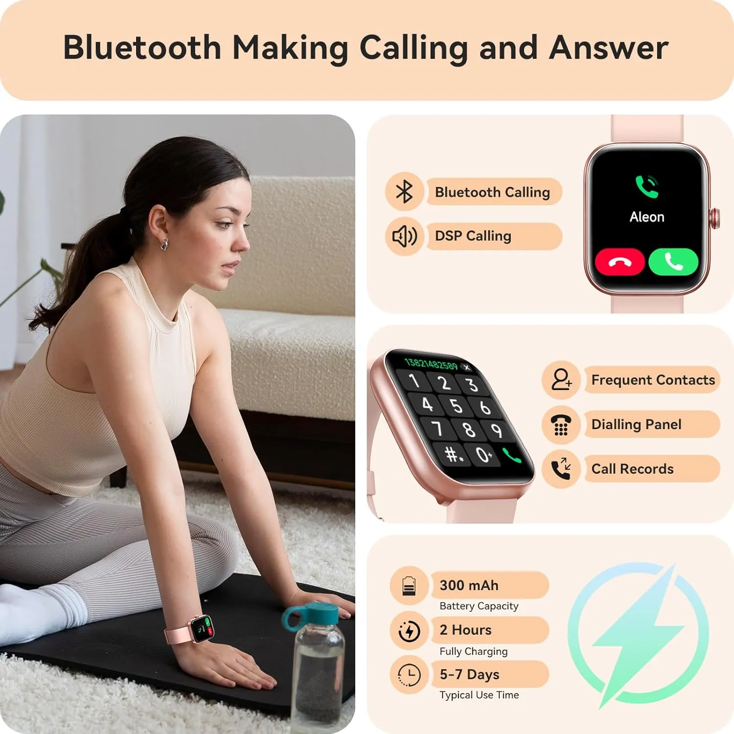Smart Watch for Women, Smartwatch for iPhone & Android Bluetooth (Answer/Call) Built-in Alexa, 1.91" HD Fitness Tracker with 105  Sport Modes, IP68 Waterproof, Sleep/Heart Rate/SpO2/Stress Monitor