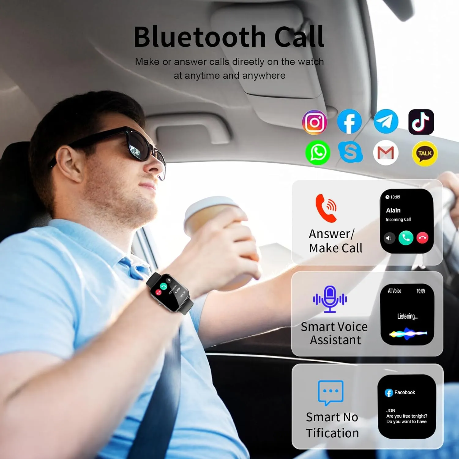 Smart Watch, Smartwatches for Men Women, 1.85" HD Fitness Tracker (Answer/Make Calls), 120  Sport Modes, Heart Rate/Sleep Monitor, IP68 Waterproof Fitness Watch, Smartwatch for Android iOS