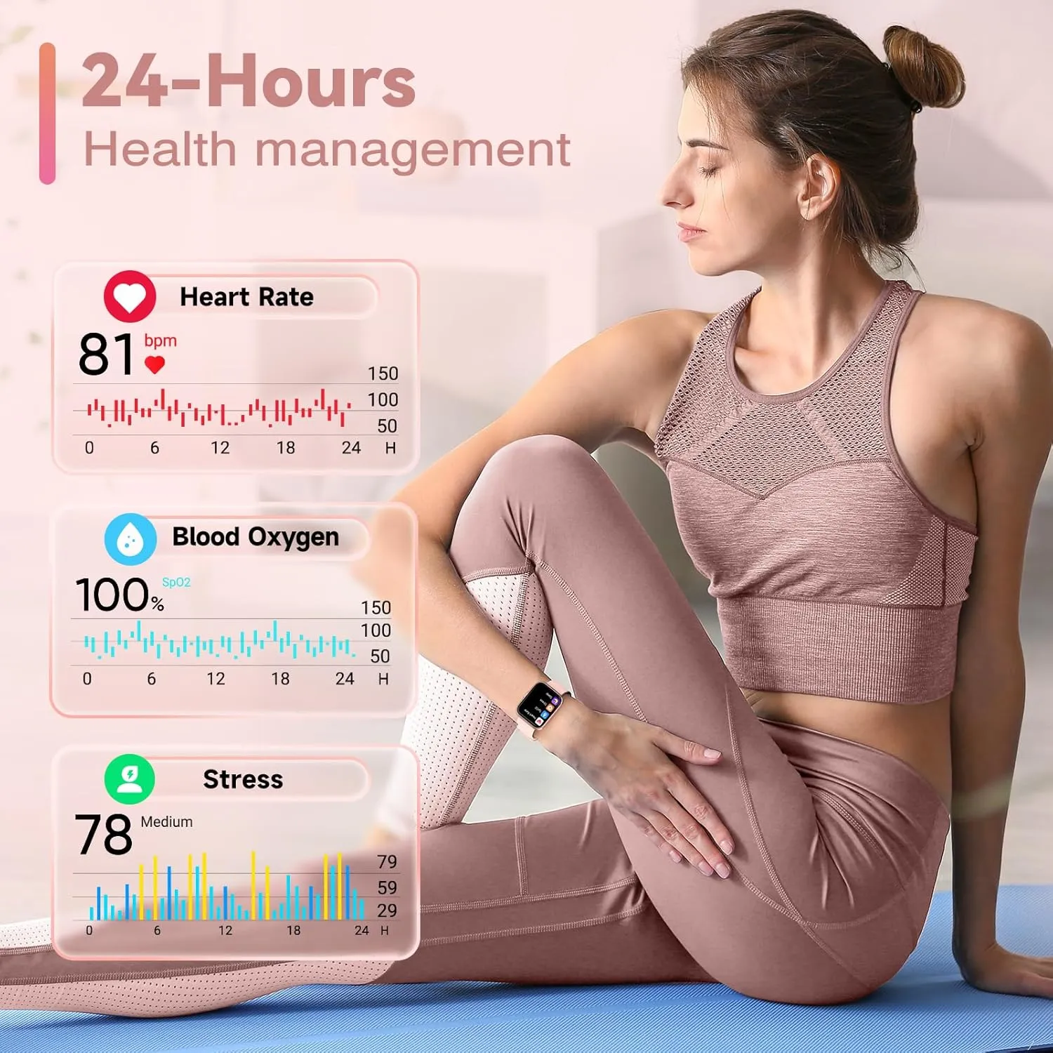 Smart Watches for Women, Alexa Built-in Fitness Watch with 1.8" LCD Screen & Bluetooth Call (Make/Answer), Heart Rate/SpO2/Sleep Monitor, 100 Sports, IP68 Waterproof Smartwatch for Apple Android