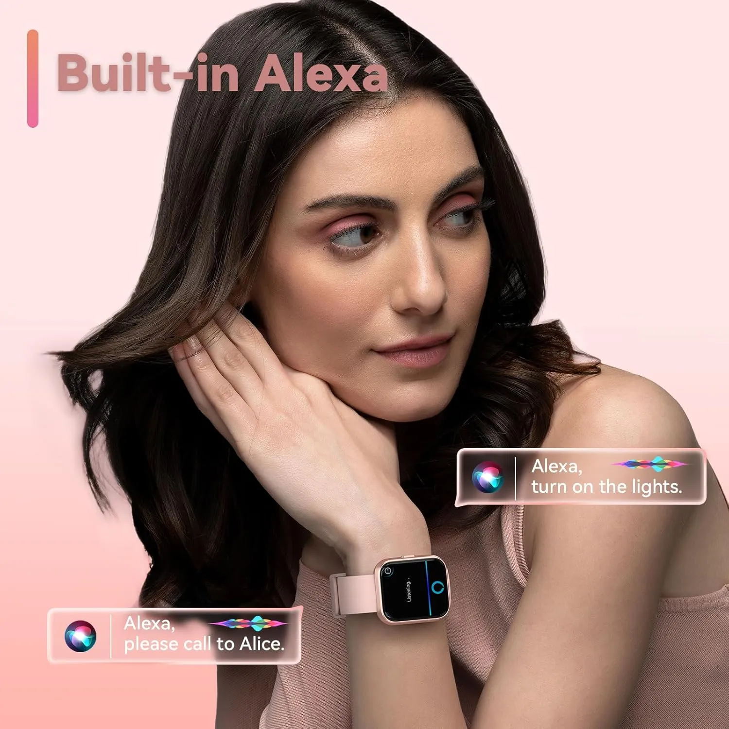 Smart Watches for Women, Alexa Built-in Fitness Watch with 1.8" LCD Screen & Bluetooth Call (Make/Answer), Heart Rate/SpO2/Sleep Monitor, 100 Sports, IP68 Waterproof Smartwatch for Apple Android