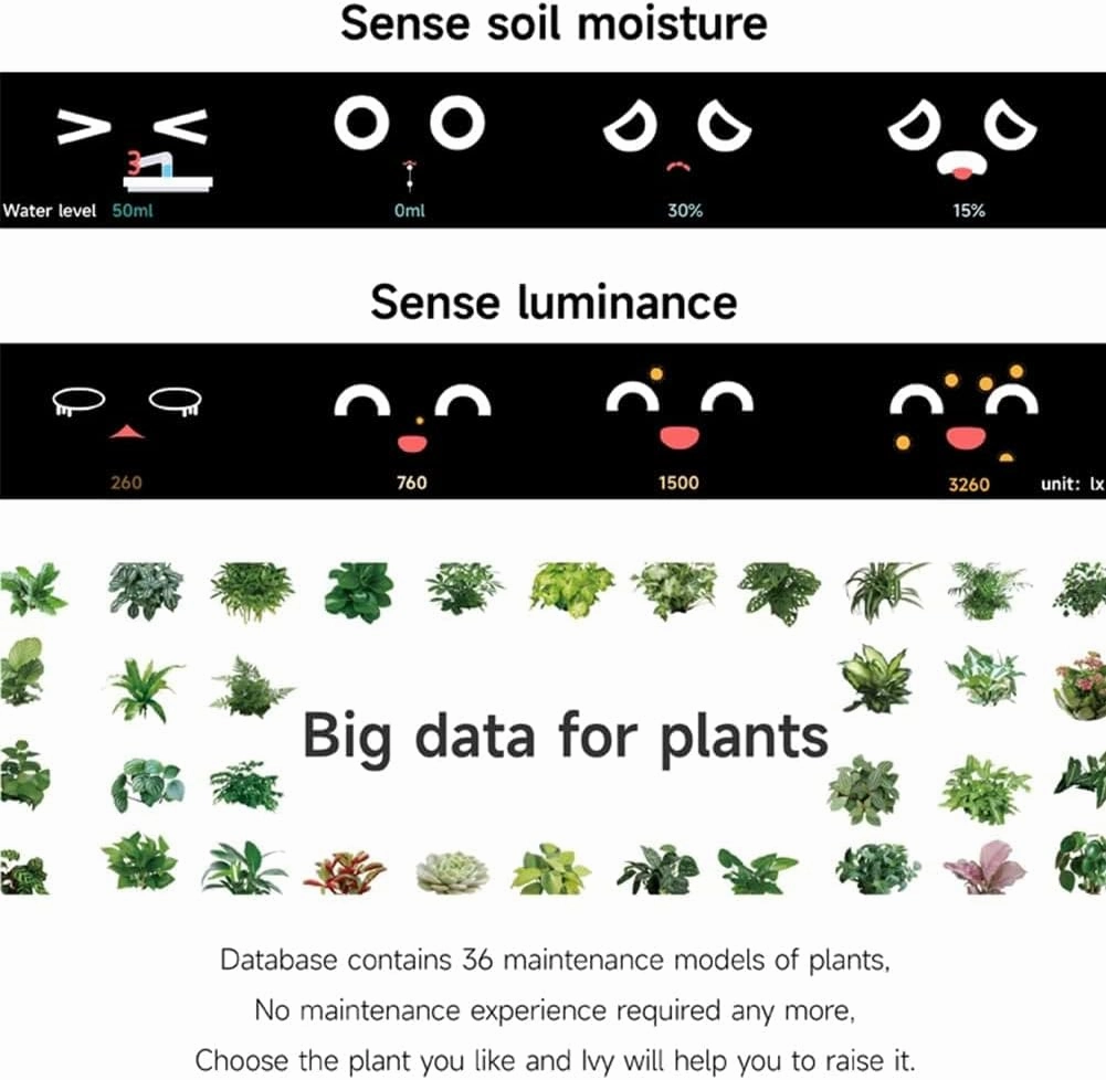 Smart Flowerpots,Smart Pet Planter,Ai Planter,Intelligent Flowerpots,Multiple Expressions,7 Smart Sensors, and Ai Chips Make Raising Plants Easy and Fun for Living Room,Plant-Free,Yellow