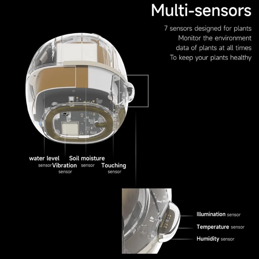 Smart Flowerpots,Smart Pet Planter,Ai Planter,Intelligent Flowerpots,Multiple Expressions,7 Smart Sensors, and Ai Chips Make Raising Plants Easy and Fun for Living Room,Plant-Free,Yellow