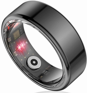 Smart Ring Health Tracker for Women Men, Sleep Tracker with Heart Rate and Blood Oxygen, Fitness Ring for Activity Monitoring, 15 Days Battery, No Subscription, Titanium Alloy(Black, #8)