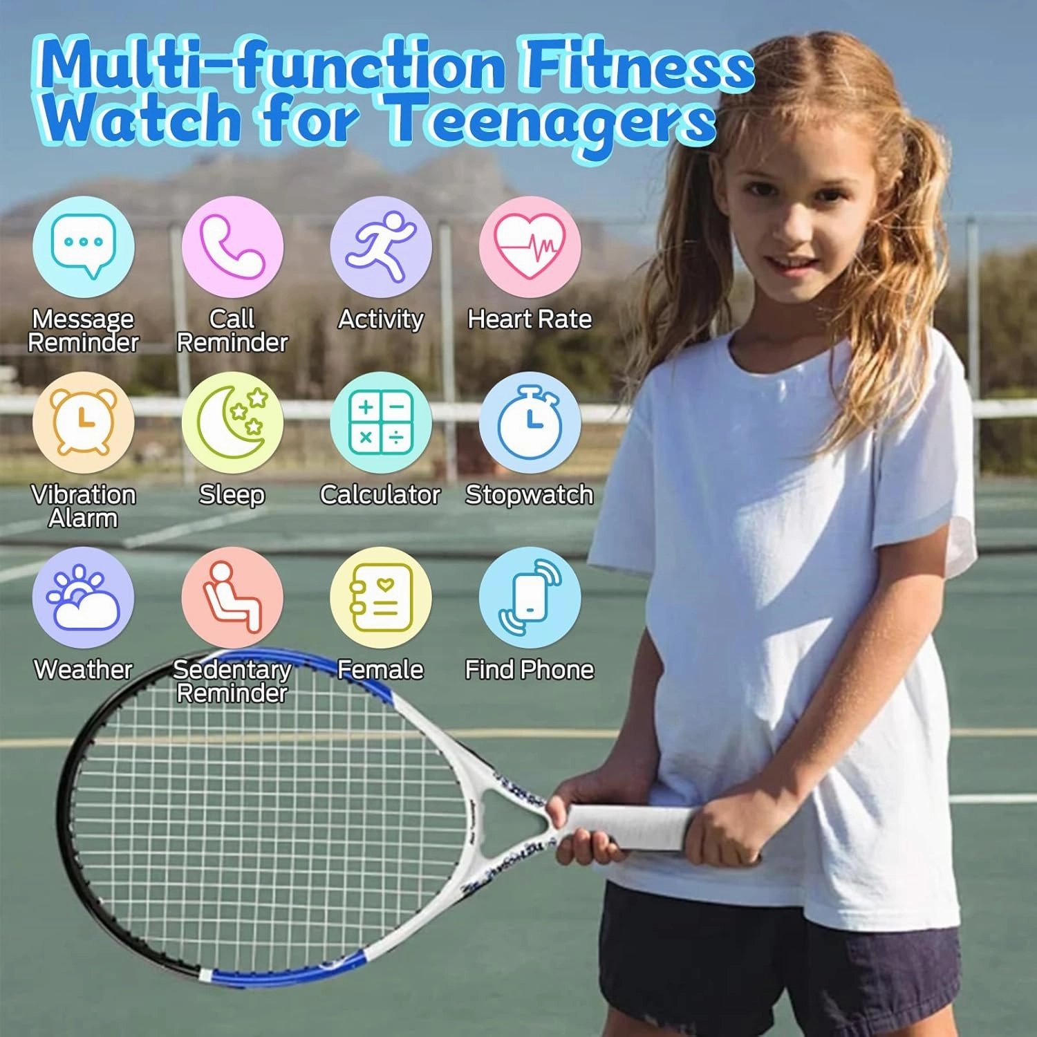 Smart Watch for Kids, Fitness Tracker with Pedometer, 100  Sport Modes, Heart Rate, Sleep Monitor, Spo2, Calorie Step Counter, Fitness Watch 1.75"HD, Birthday Gifts for Girls Boys Teens 5-16 Black