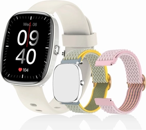 Smart Watch for Men, Women Fitness Tracker Answer/Make Calls, 1.83’ IP68 Waterproof/Heart Rate Sleep Monitor/Blood Oxygen Measurement/100  Sports Modes Compatible with Android iOS 3 Straps(Silver）