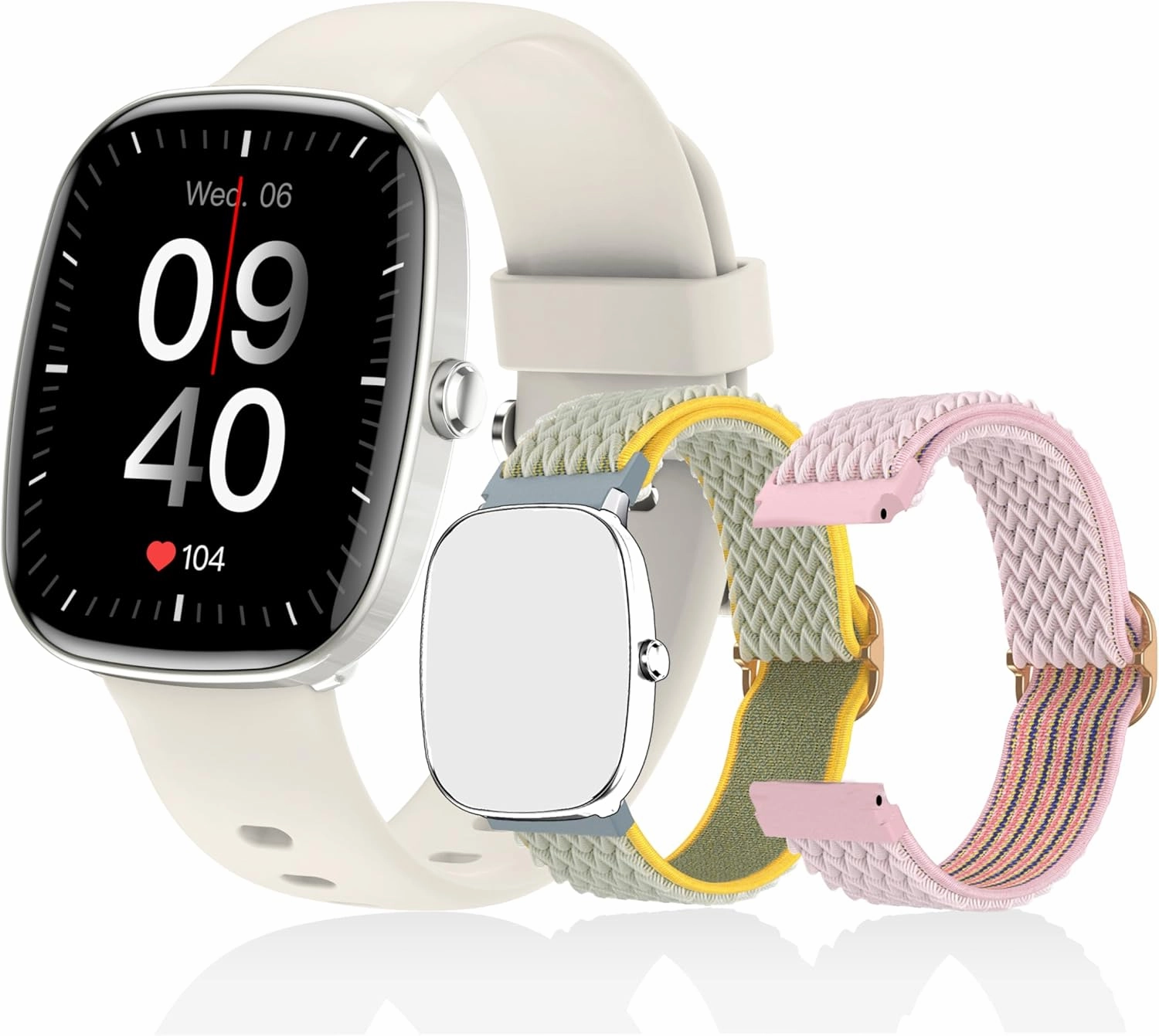 Smart Watch for Men, Women Fitness Tracker Answer/Make Calls, 1.83’ IP68 Waterproof/Heart Rate Sleep Monitor/Blood Oxygen Measurement/100  Sports Modes Compatible with Android iOS 3 Straps(Silver）