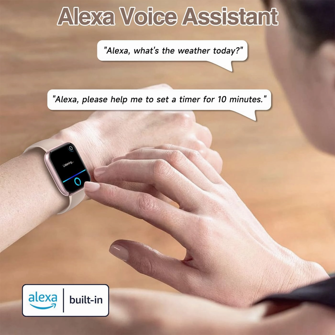Smart Watch for Men Women with Bluetooth Call,Alexa Built-in Smartwatch,1.83"DIY Dial Fitness Watch with Sleep Heart Rate SpO2 Monitor,100  Sport Mode,IP68 Waterproof Watch Compatible with Android iOS