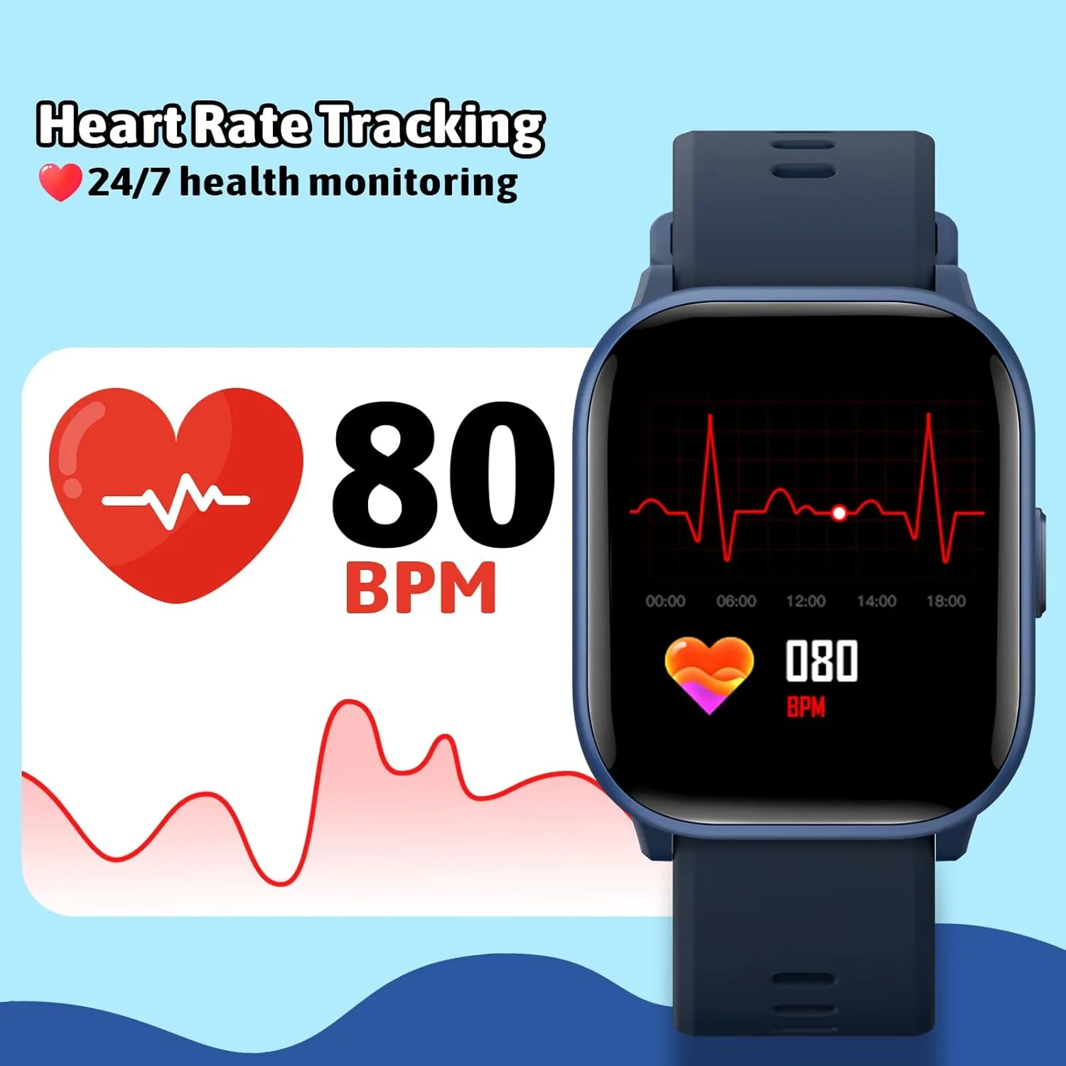 SmartWatch for Kids,Kids Watch Girls Boys Watch with 20 Sport Modes, Pedometer, Sleep Monitor, Kids Sport Watches Birthday Gifts Toy Gift for Girls Boys 6-16 (Blue)