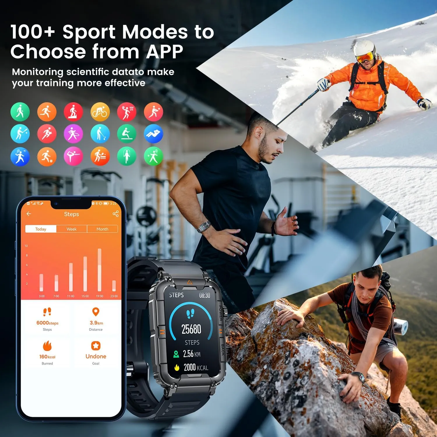 Smartwatch for Men Fitness Tracker Watch: Smart Watch with Answer/Make Call Heart Rate Blood Pressure Sleep Monitor Step Counter 100  Sports Modes Waterproof 1.57" Activity Trackers for Android iOS