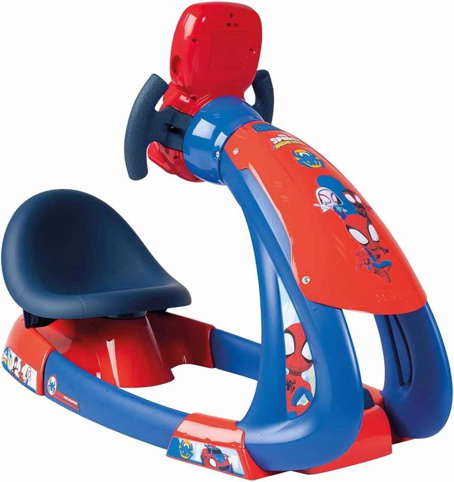 Smoby - Spidey – V8 Driver – Driving Simulation for Children – Sounds and Lights – Adjustable Seat – 370218