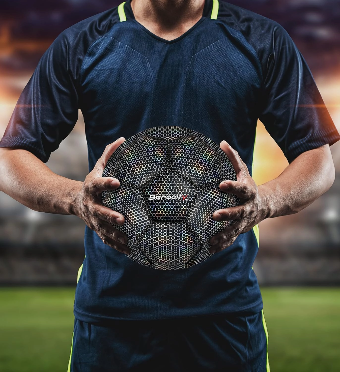 Soccer Ball - Premium Boy and Girl Official Match Ball with Cool Reflective Iridescent Rainbow Hex Pattern, Durable, Indoor, Outdoor, Training, Practice, Playtime and Games