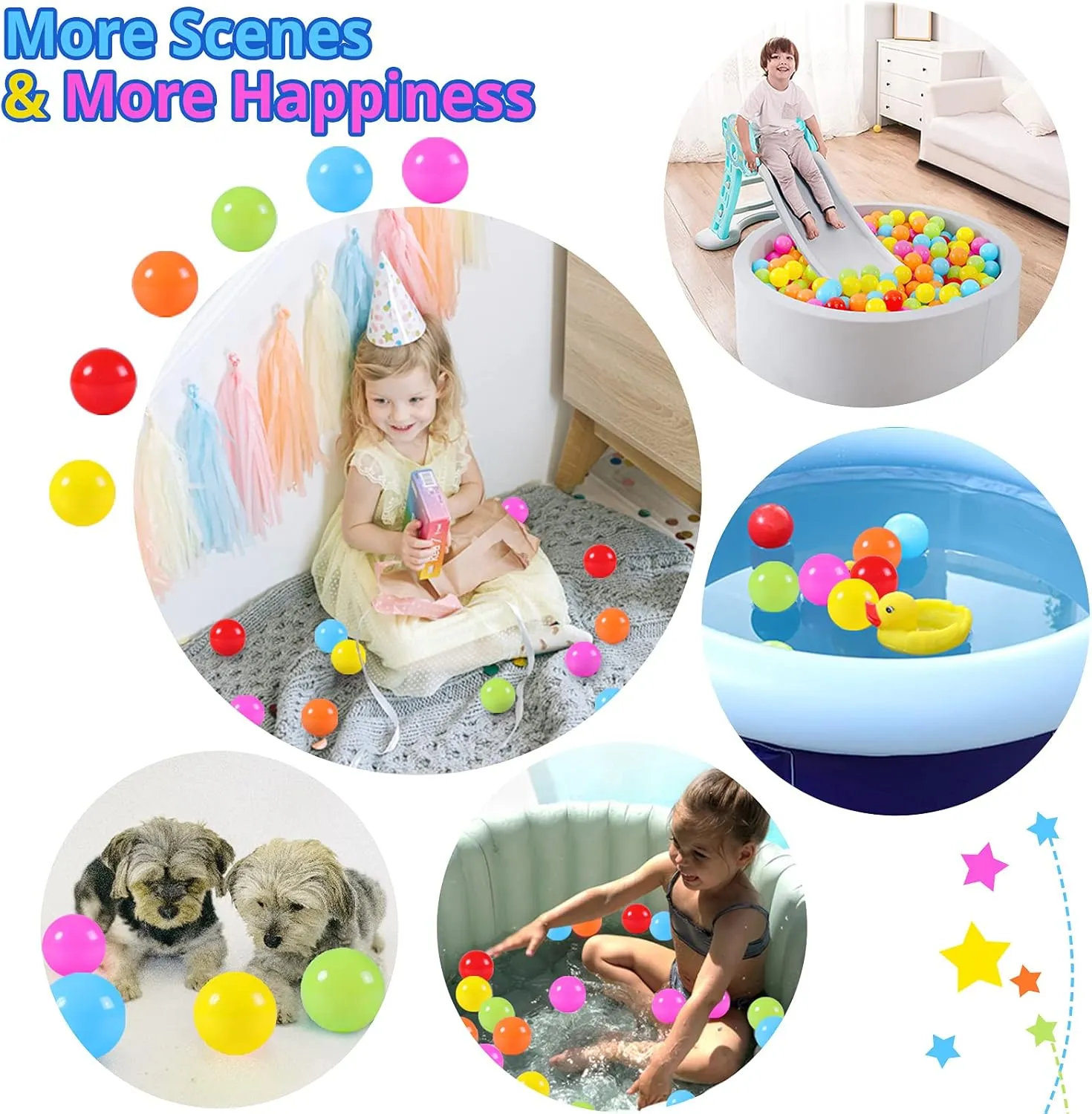 Soft Plastic Ball Pit Balls, 100 200 500pcs Plastic Toy Balls for Kids, Crush Proof Stress Balls for Baby Toddler Birthday Party, Ball Pits Play Tent, Baby Pool Water Toys, Party Decoration