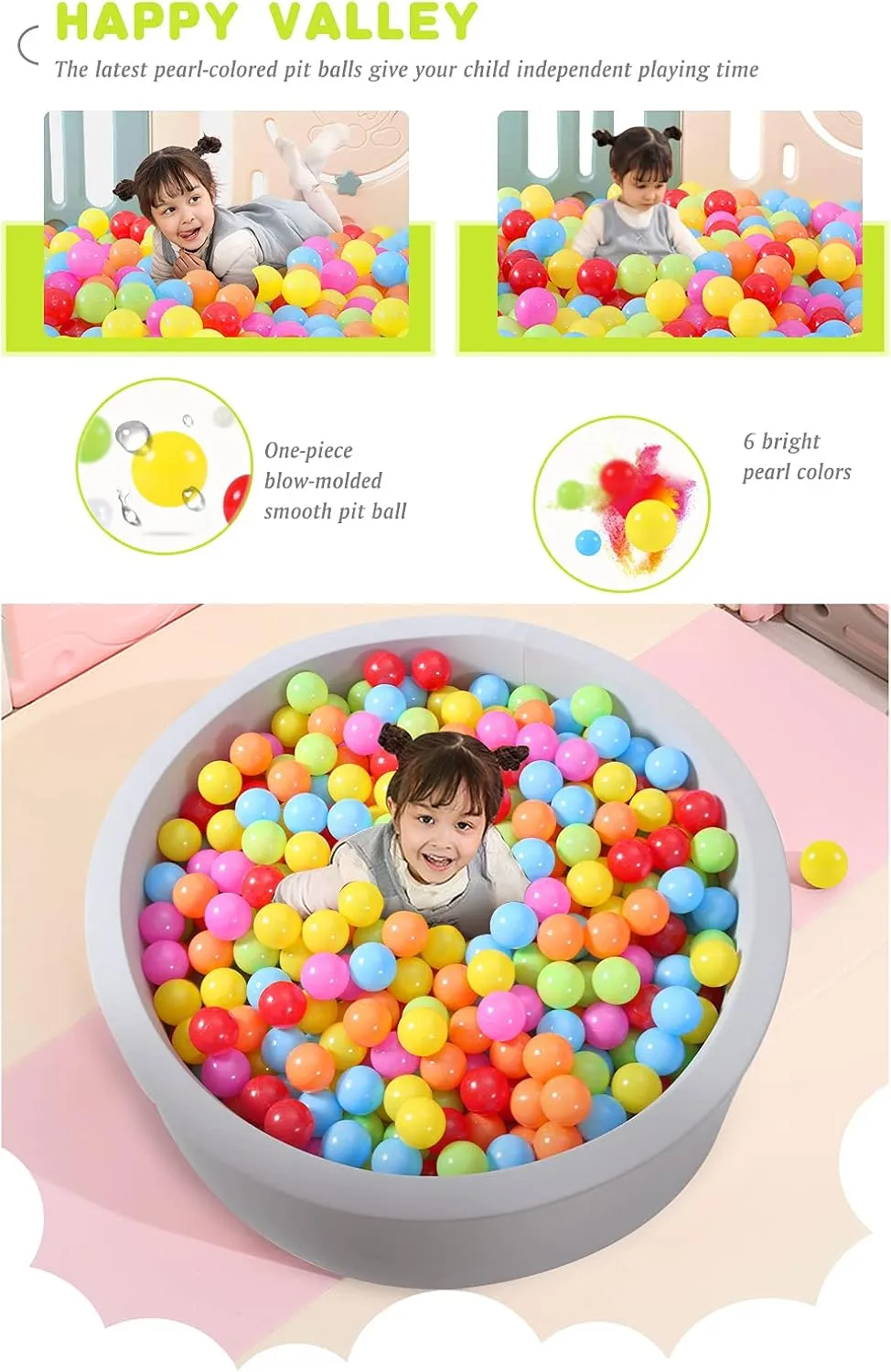 Soft Plastic Ball Pit Balls, 100 200 500pcs Plastic Toy Balls for Kids, Crush Proof Stress Balls for Baby Toddler Birthday Party, Ball Pits Play Tent, Baby Pool Water Toys, Party Decoration