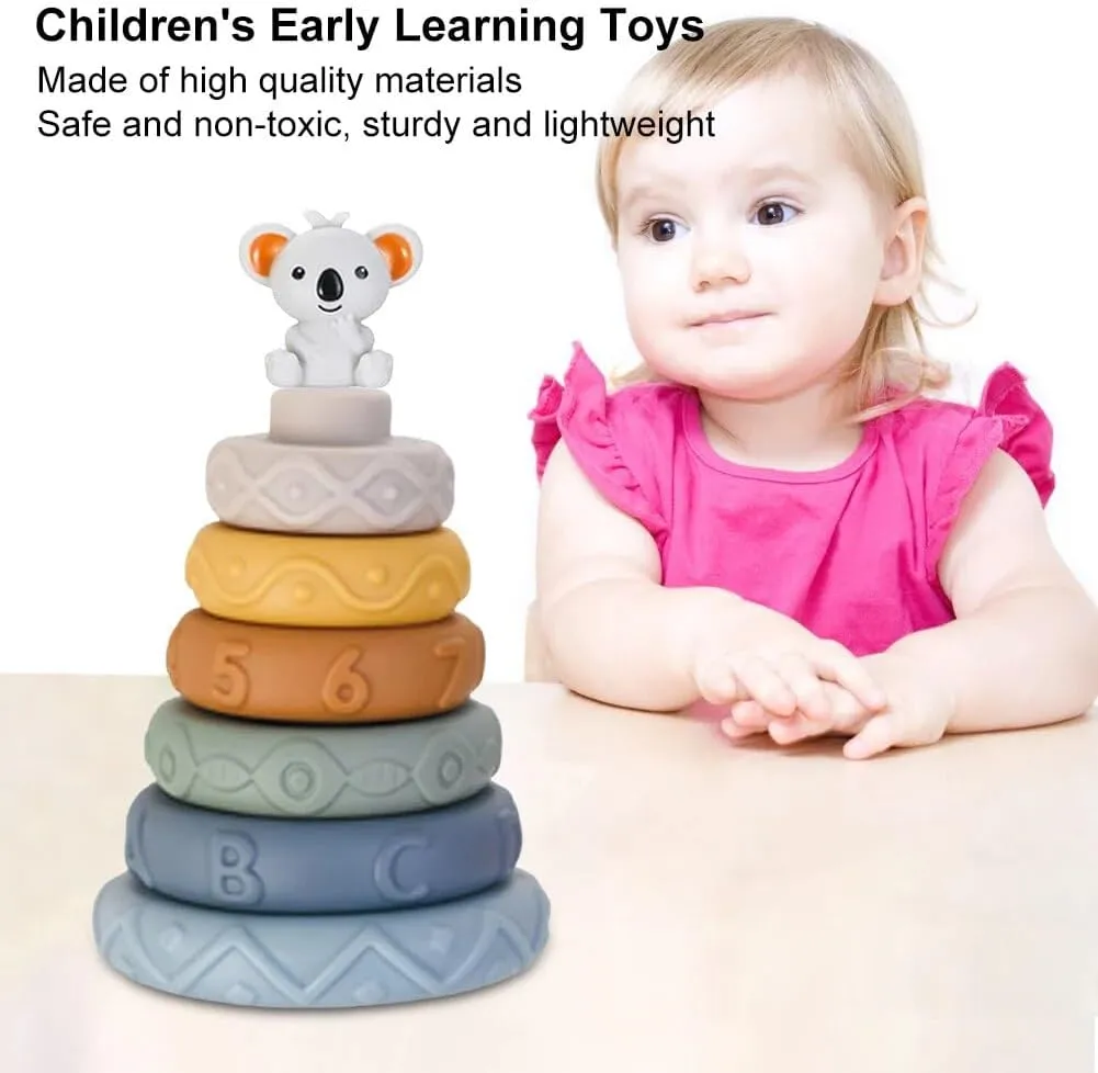 Soft Silicone Building Blocks Montessori Toy for 6  Months Baby (White Bear)