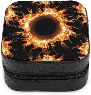 Solar Eclipse Pattern Travel Jewelry Case Box Organizer Storage Leather Gift for Women