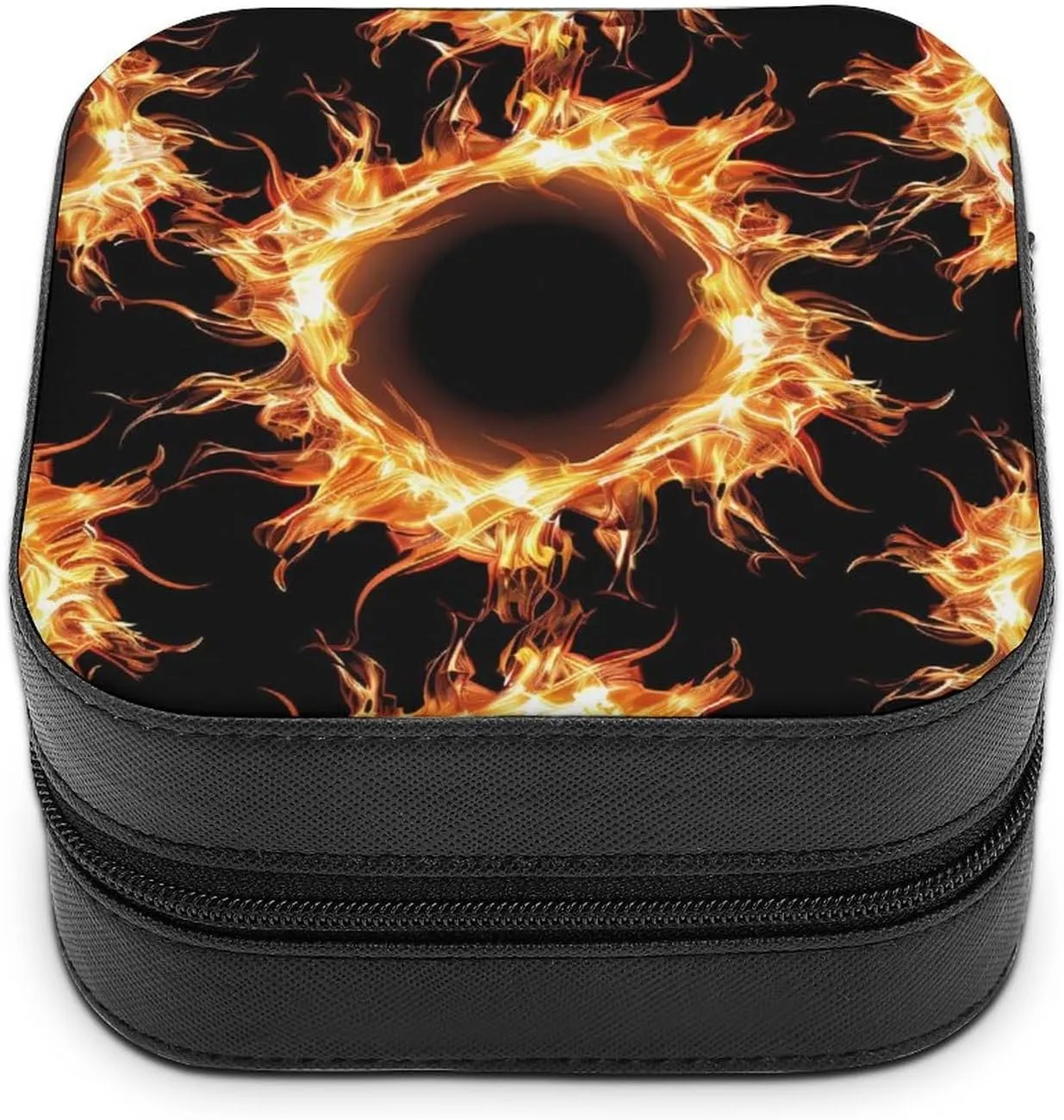 Solar Eclipse Pattern Travel Jewelry Case Box Organizer Storage Leather Gift for Women