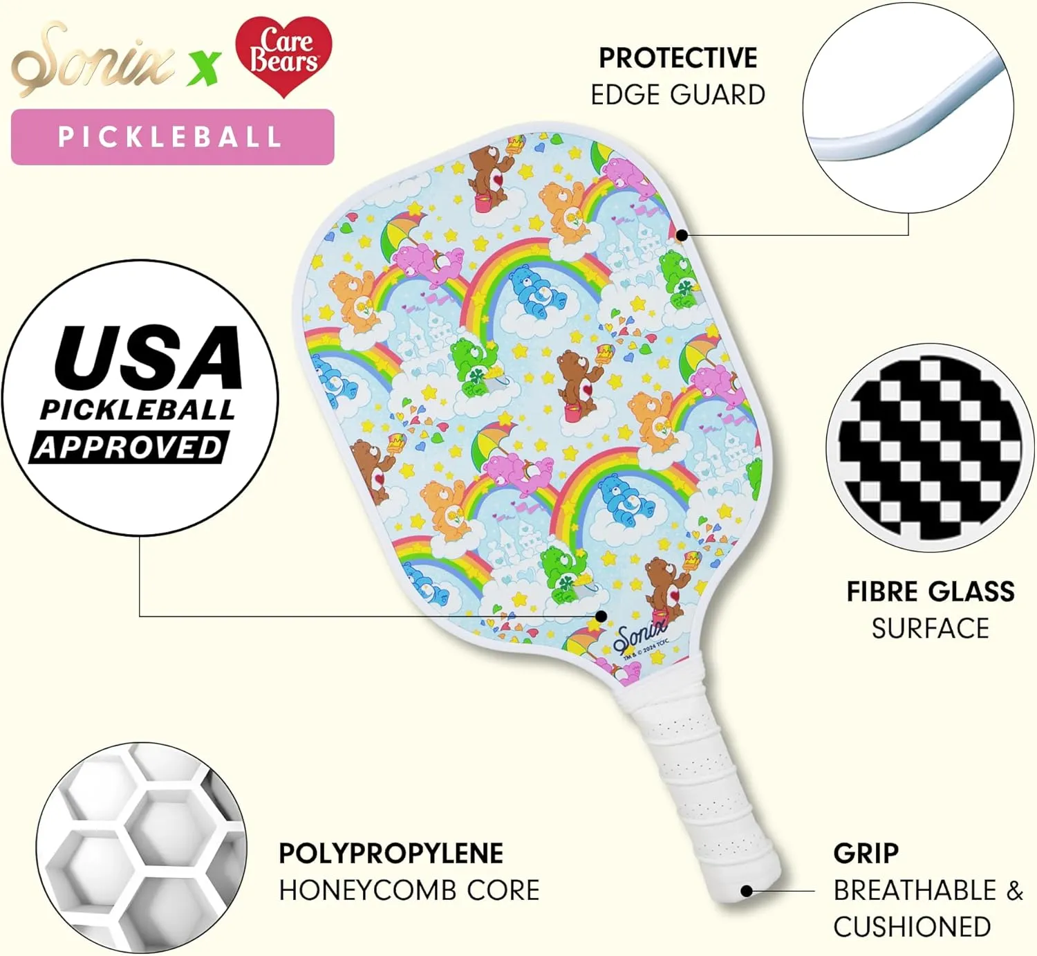 Sonix | USAPA Approved | Premium Pickleball Paddle | Fiberglass Surface, Non-Slip Cushion Grip | Single Pickle Ball Racket