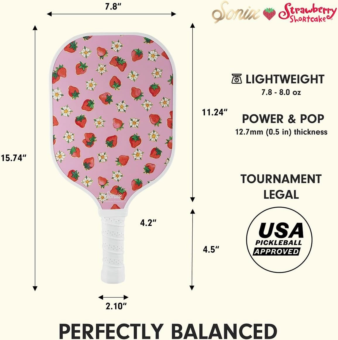 Sonix | USAPA Approved | Premium Pickleball Paddle | Fiberglass Surface, Non-Slip Cushion Grip | Single Pickle Ball Racket