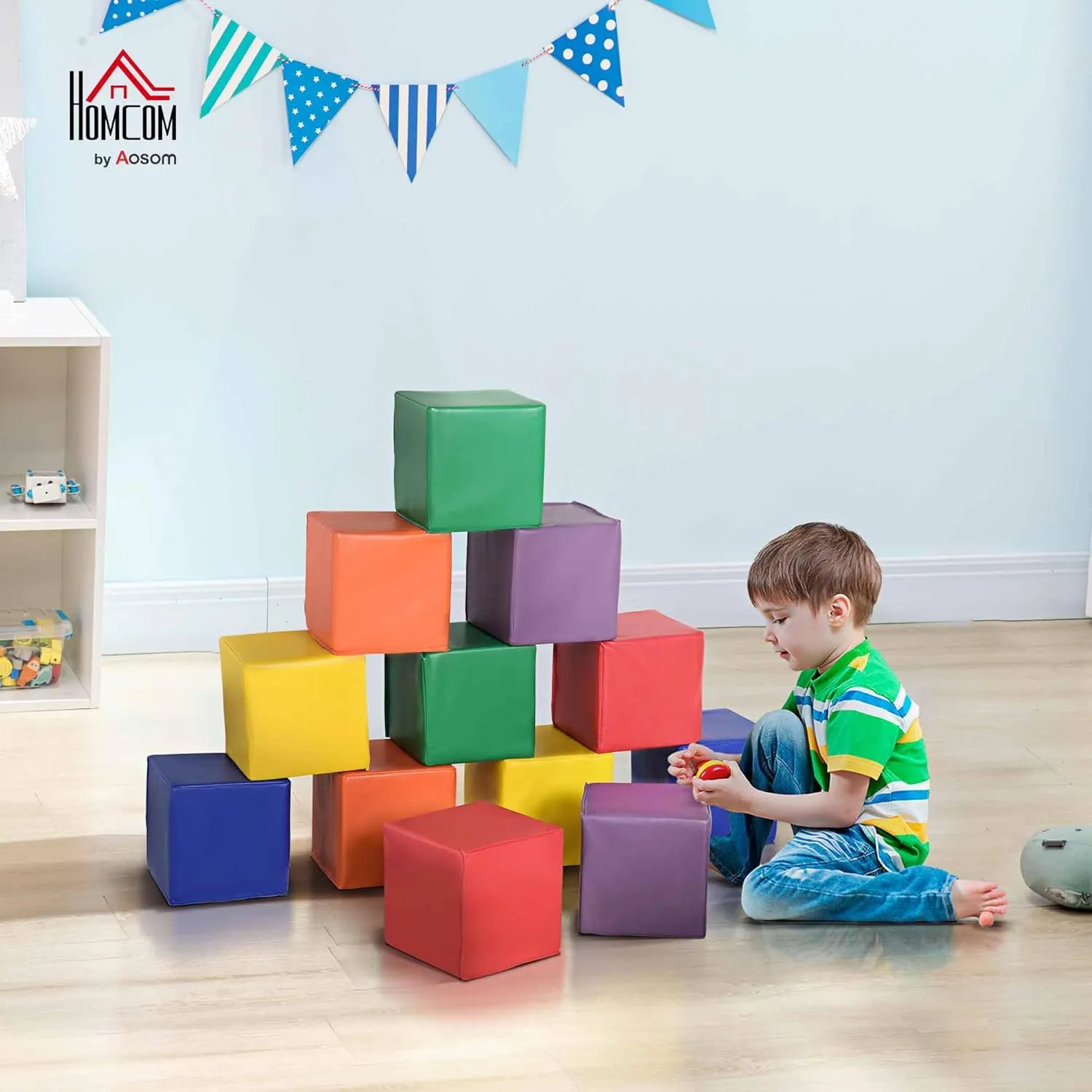 Soozier 12 Piece Soft Play Blocks, Soft Foam Toy Building and Stacking Blocks Compliant Learning Toys for Toddler Baby Kids Preschool