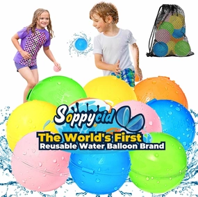 SOPPYCID 10PCS Reusable Water Balloons Quick Fill for Kids, Refillable Magnetic Water Balloons for Pool & Beach, Water Ball Toys for Summer Outdoor Games, Outside Activities