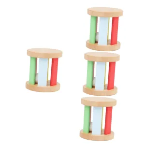 Sosoport Montessori Wooden Roller Rattle for Boy Girl Hand Rattle Sensory Plaything for Newborns Safe Instrument Promotes Grasping Hand Eye Coordination