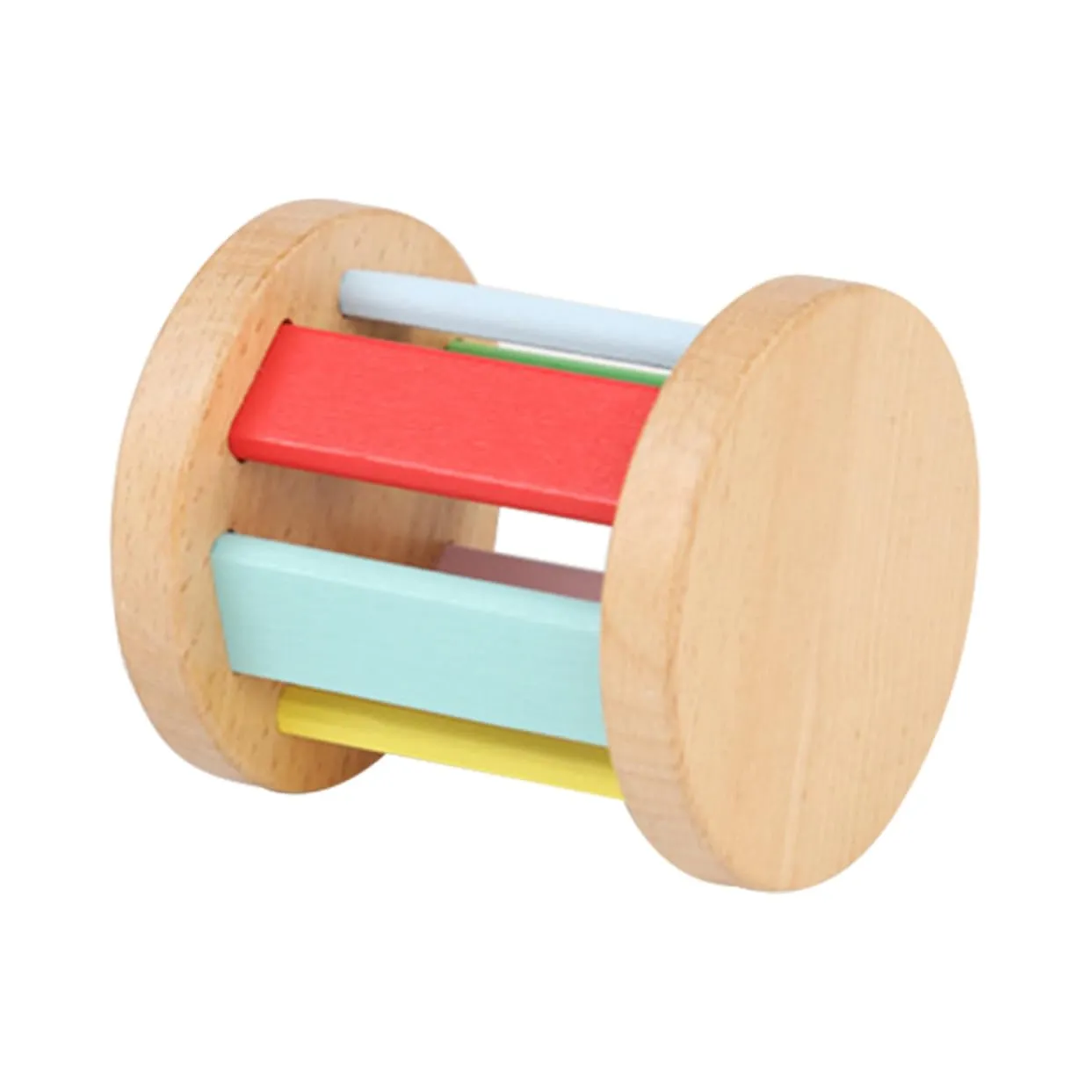 Sosoport Montessori Wooden Roller Rattle for Boy Girl Hand Rattle Sensory Plaything for Newborns Safe Instrument Promotes Grasping Hand Eye Coordination