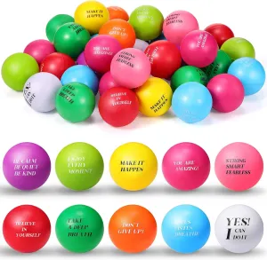 Sotiff 100 Pieces Motivational Stress Balls Colorful Foam Inspirational Relief Quotes Stress Balls Pack Employee Appreciation Gift for Relief Encouraging(Ten Colors,One Size)