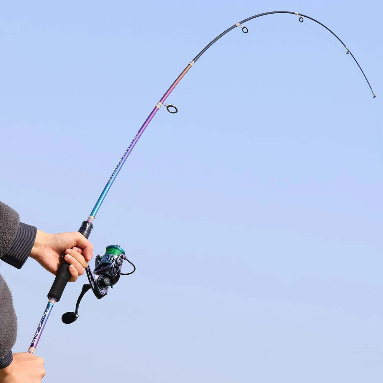Sougayilang Spinning Fishing Reel Rod Combo, Two Pieces Colorful Poratble Light Weight Fishing Rod with Powerful Fishing Gear for Freshwater Saltwater